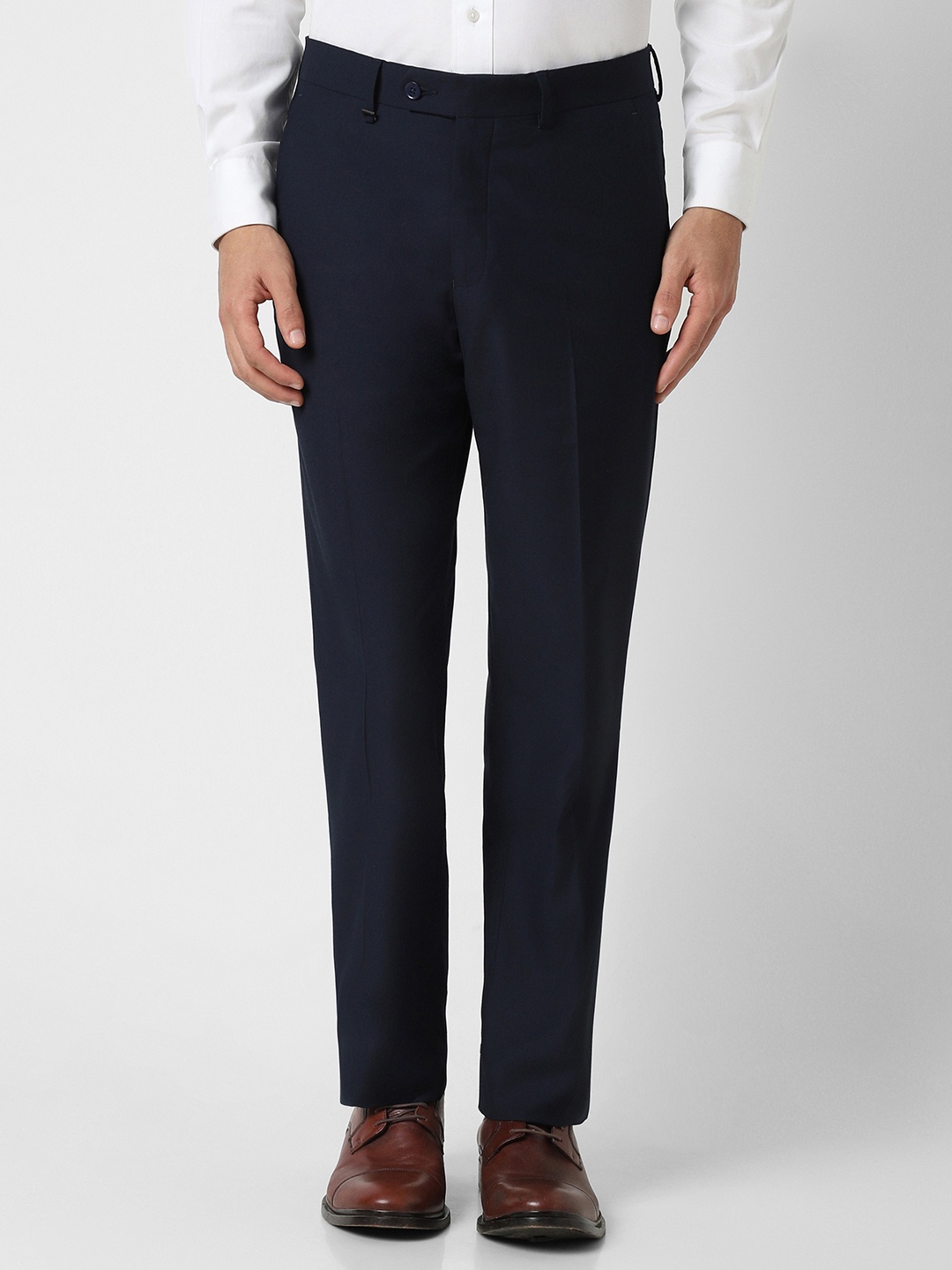 

Van Heusen Men Mid Rise Formal Trousers, Navy blue