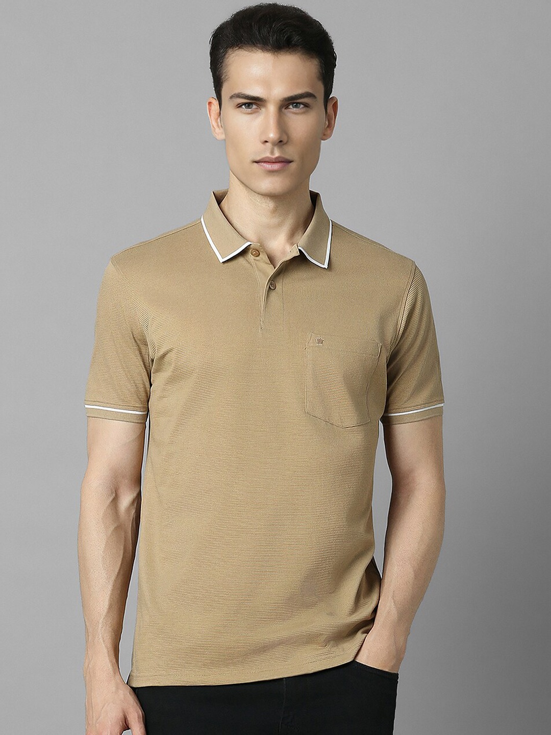 

Louis Philippe Short Sleeves Polo Collar T-shirt, Khaki