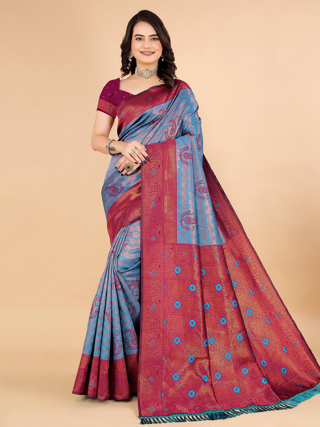 

Saree Exotica Woven Design Pure Silk Designer Banarasi Sarees, Blue
