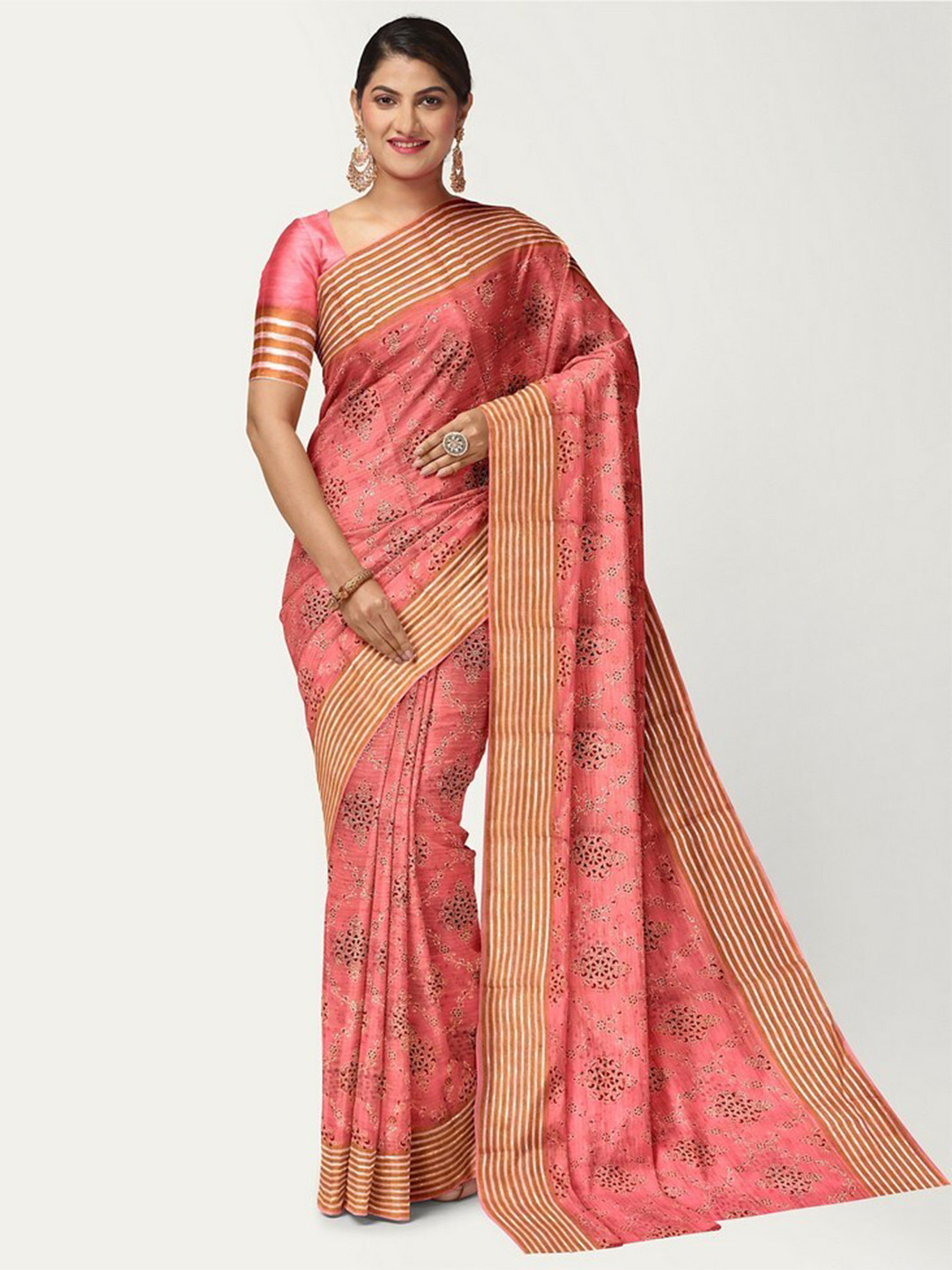 

Saree Exotica Woven Design Pure Cotton Designer Banarasi Sarees, Peach