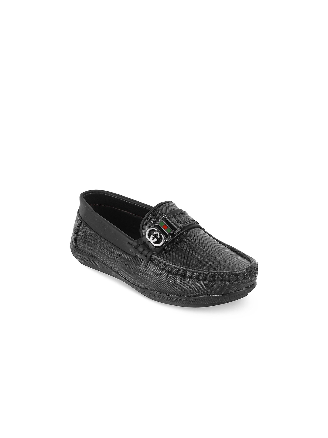 

BAESD Kids Textured Round Toe Loafers, Black