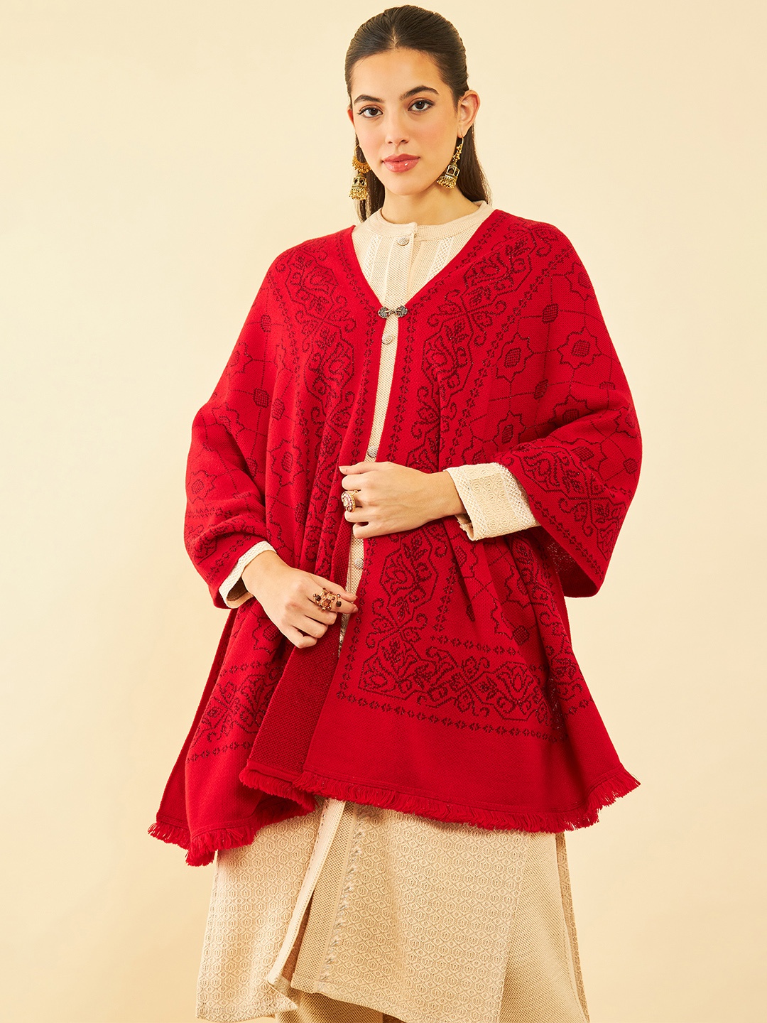 

Soch Ethnic Woven-Design Pure Acrylic Shawl, Red