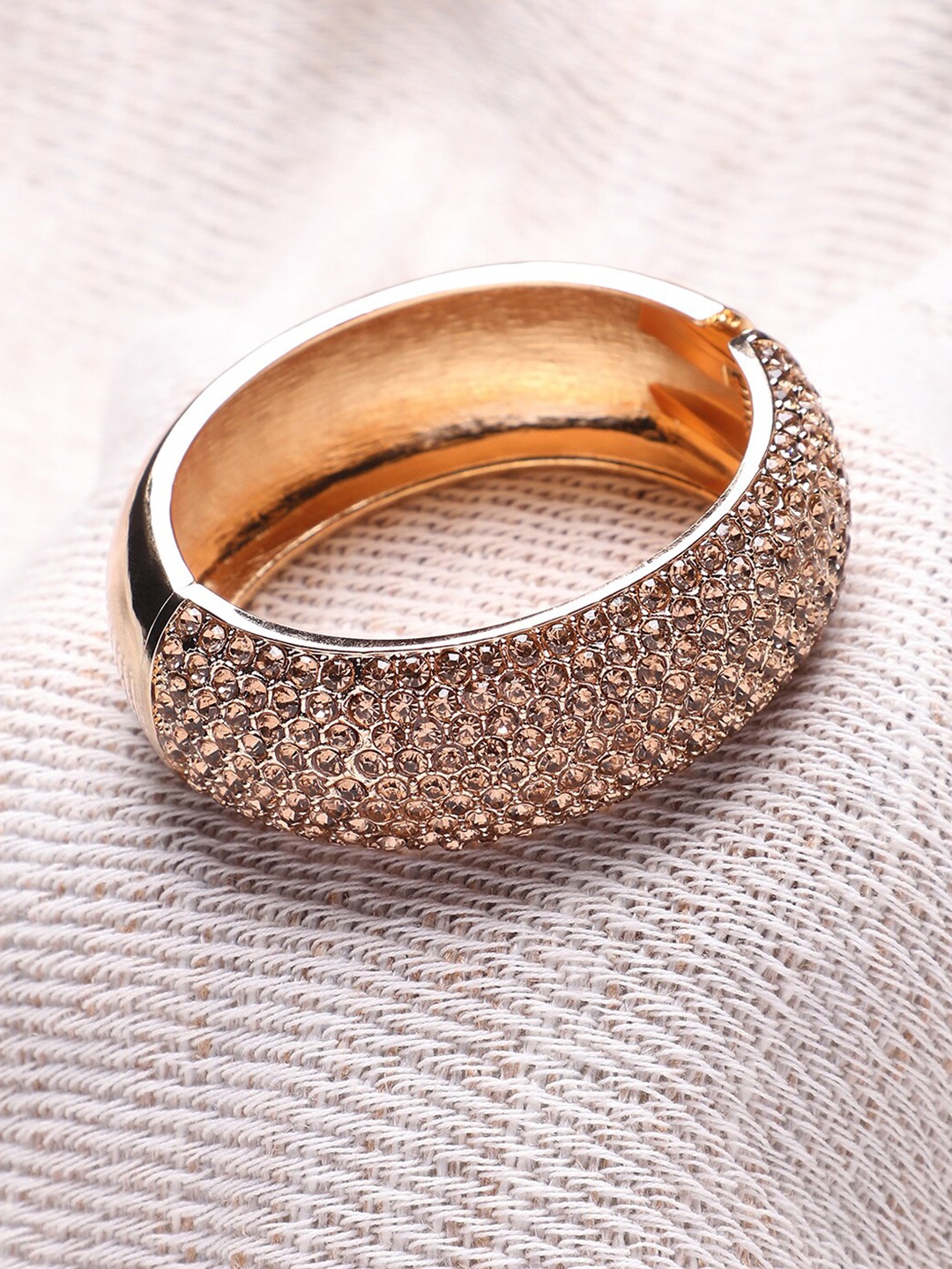 

DressBerry Gold-Plated Stone-Studded Bangle-Style Bracelet