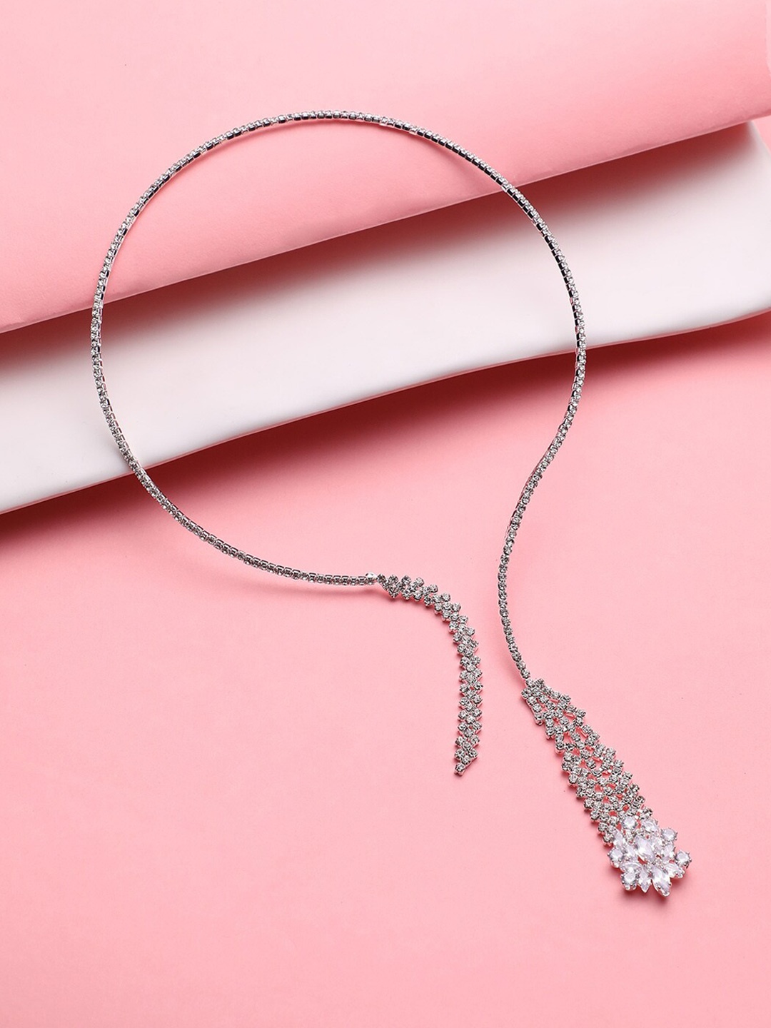 

DressBerry Silver-Plated Stone Studded Necklace