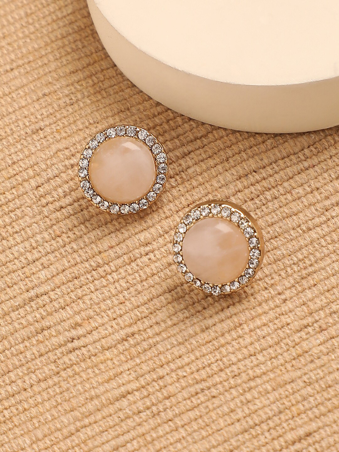 

DressBerry Peach-Coloured Gold Plated Studs Earrings
