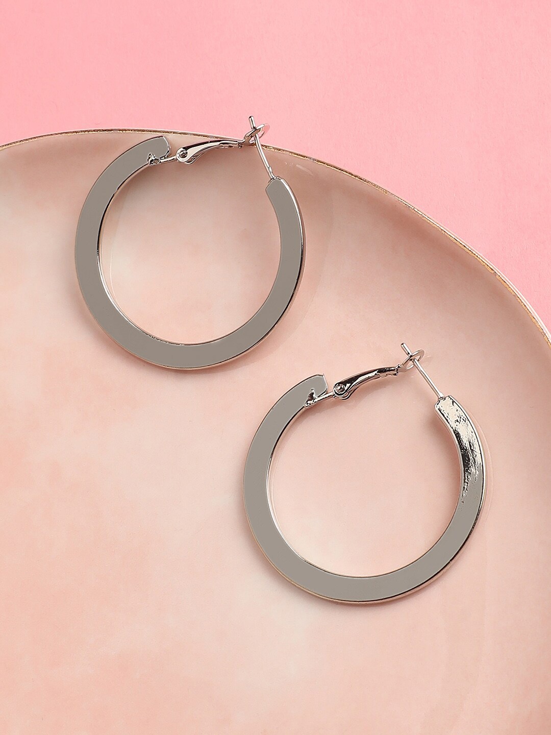 

DressBerry Silver-Toned Hoop Earrings