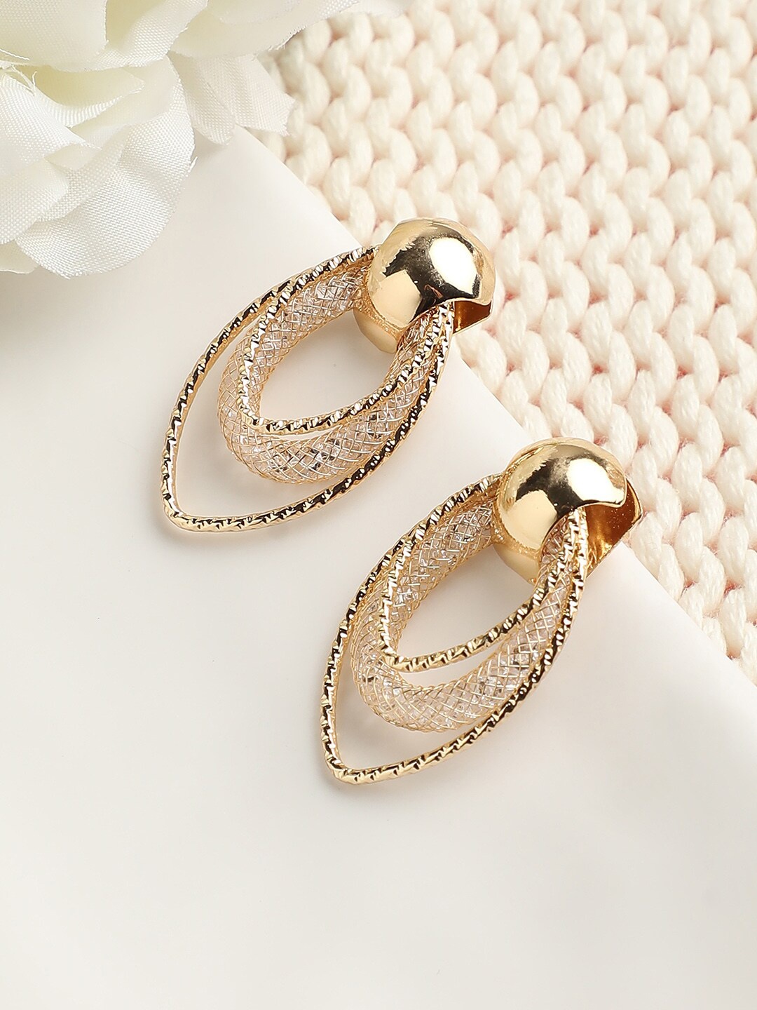 

DressBerry White Gold-Toned Drop Earrings