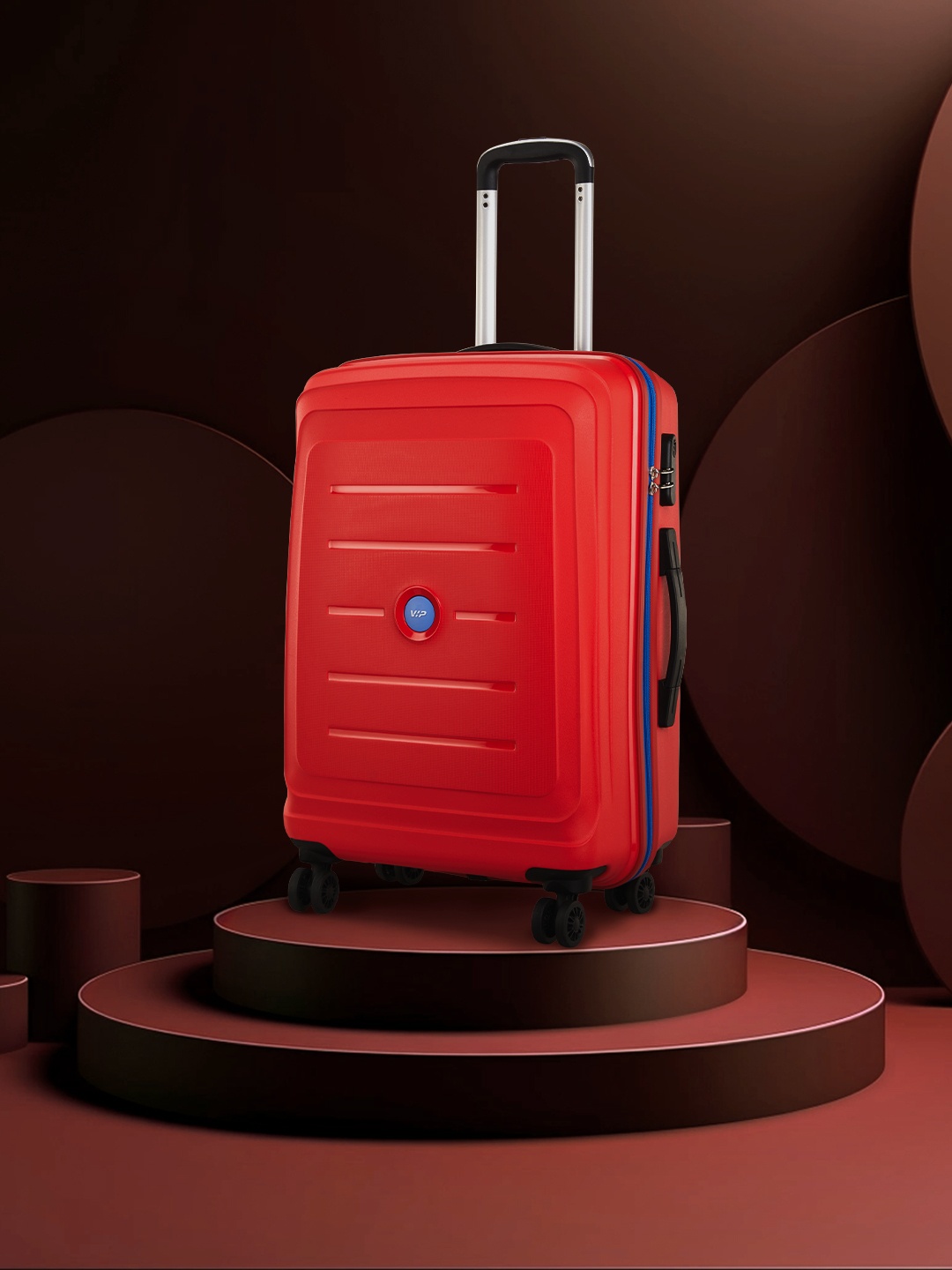 VIP Corsa Strolly 66 360 Textured Medium Trolley Suitcase, Red