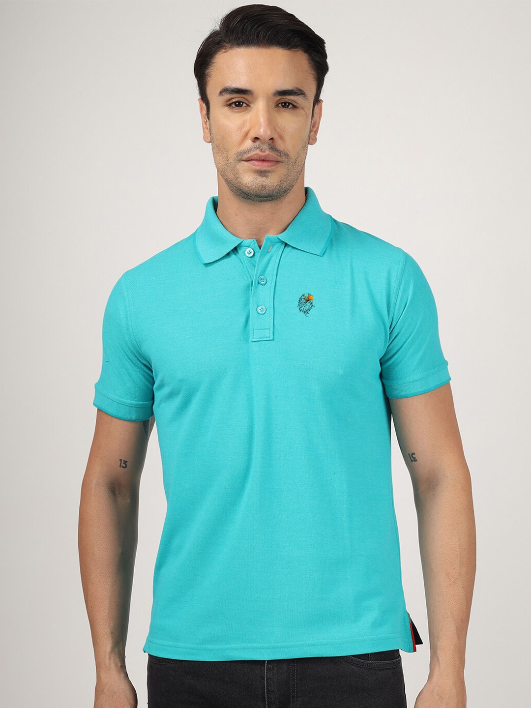 

Greylongg Printed Polo Collar Cotton Casual T-shirt, Blue