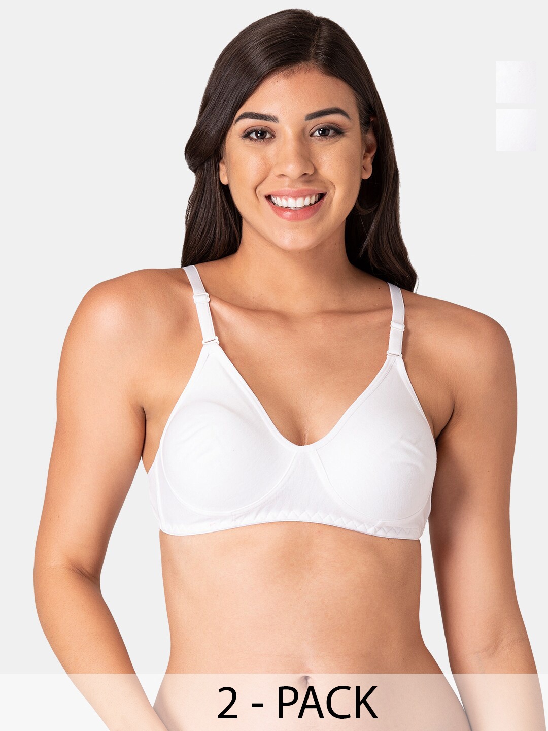 

KOMLI Pack of 2 All Day Comfort Bra Full Coverage, White