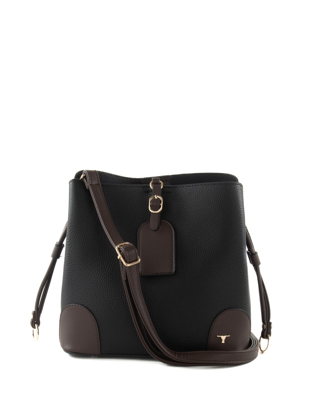 

BULCHEE PU Handheld Bag With Buckle Detail, Black