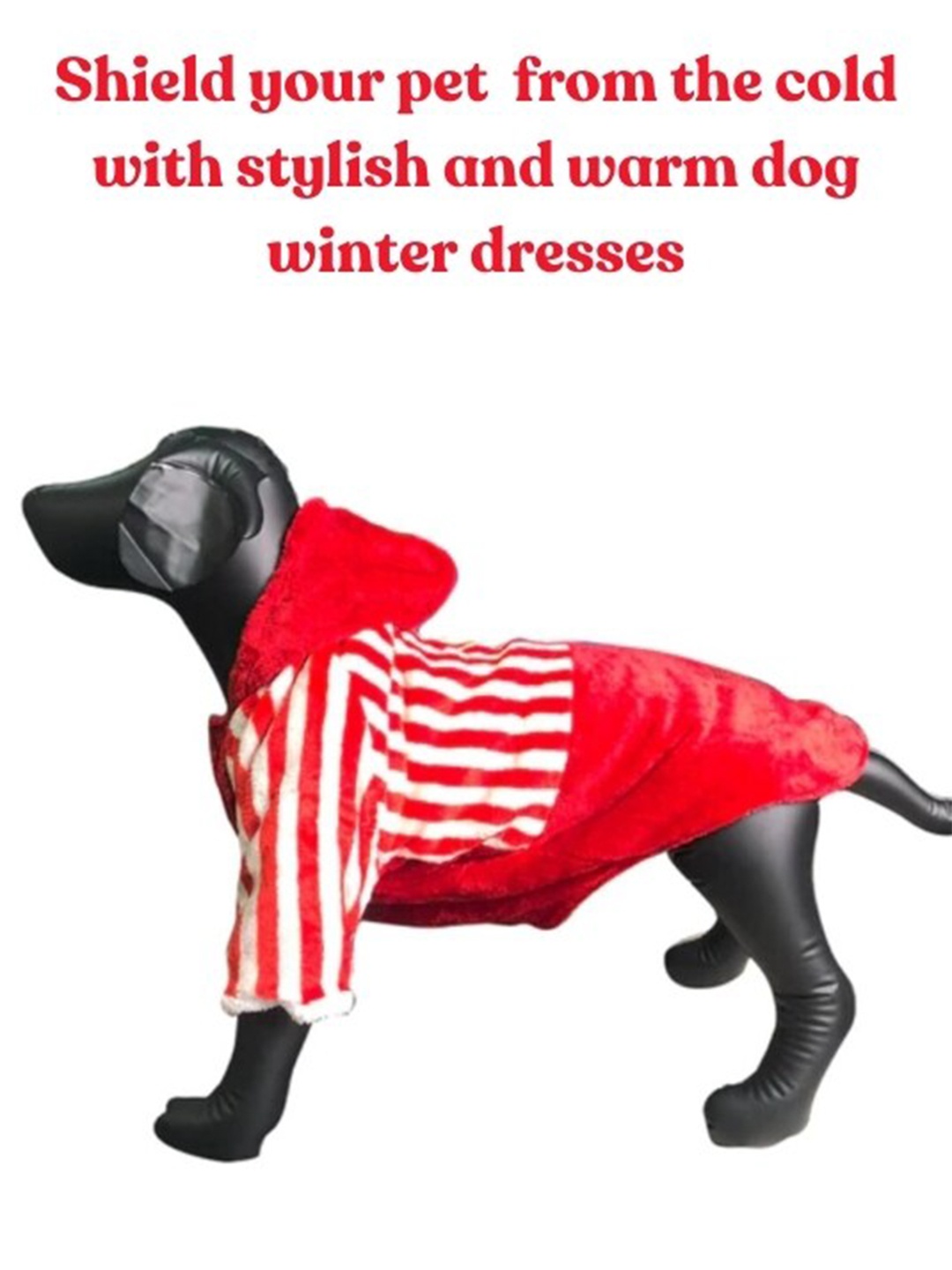 

Lulala Striped Hooded Dog Jacket, Red