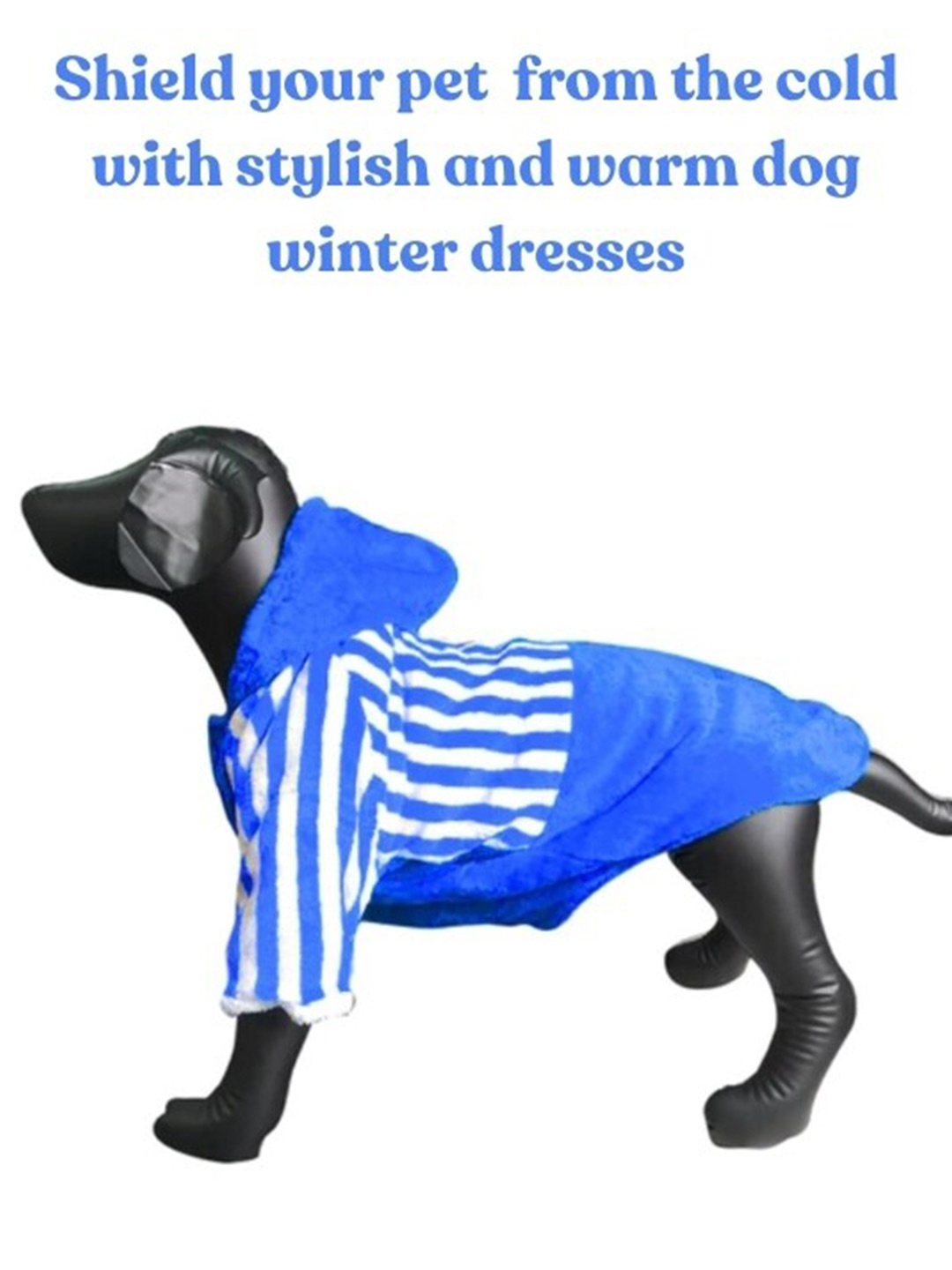 

Lulala Brown Striped Dog Hoodie Jacket, Blue