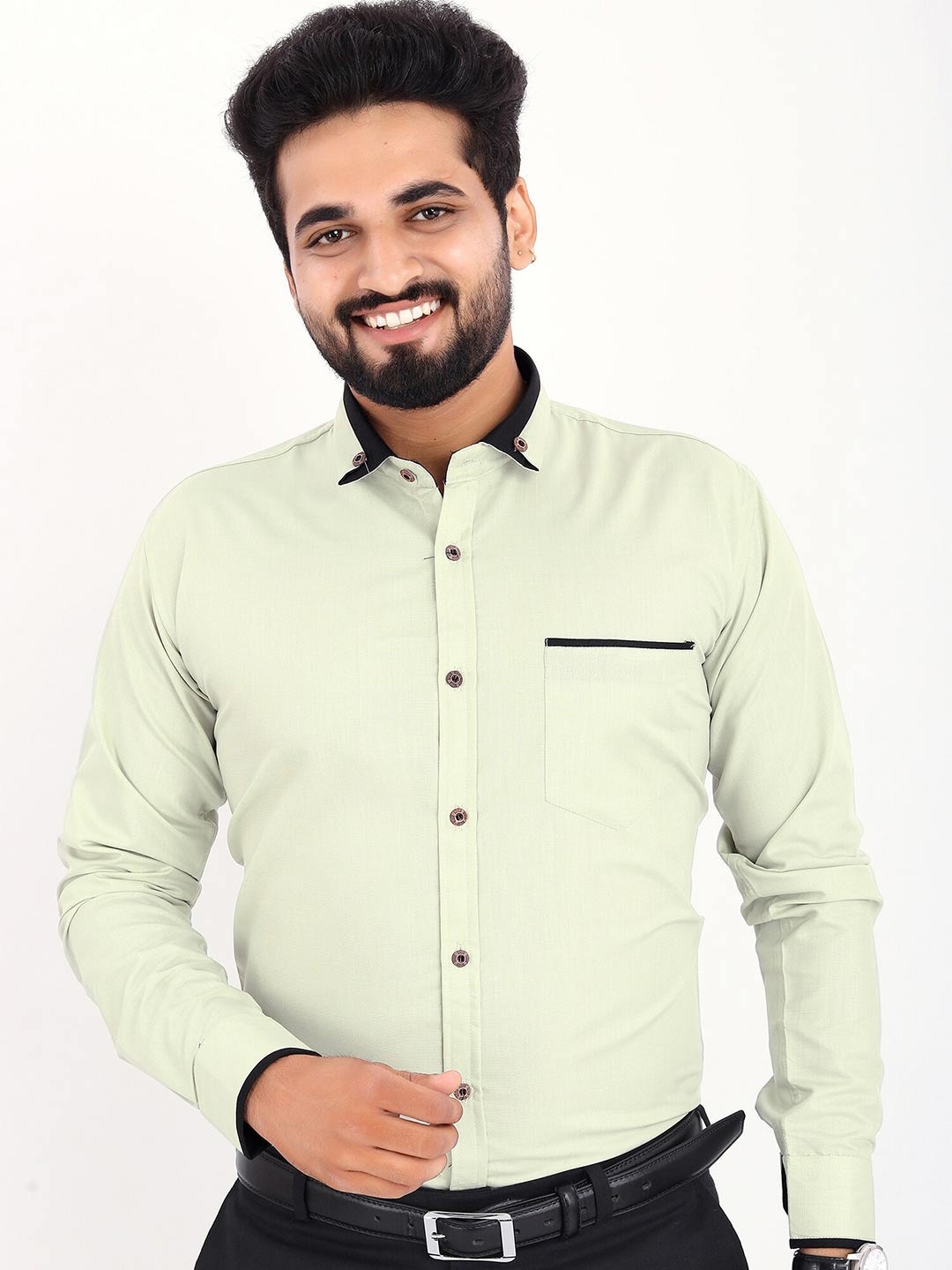 

GETCHI Premium Spread Collar Long Sleeves Formal Shirt, Sea green