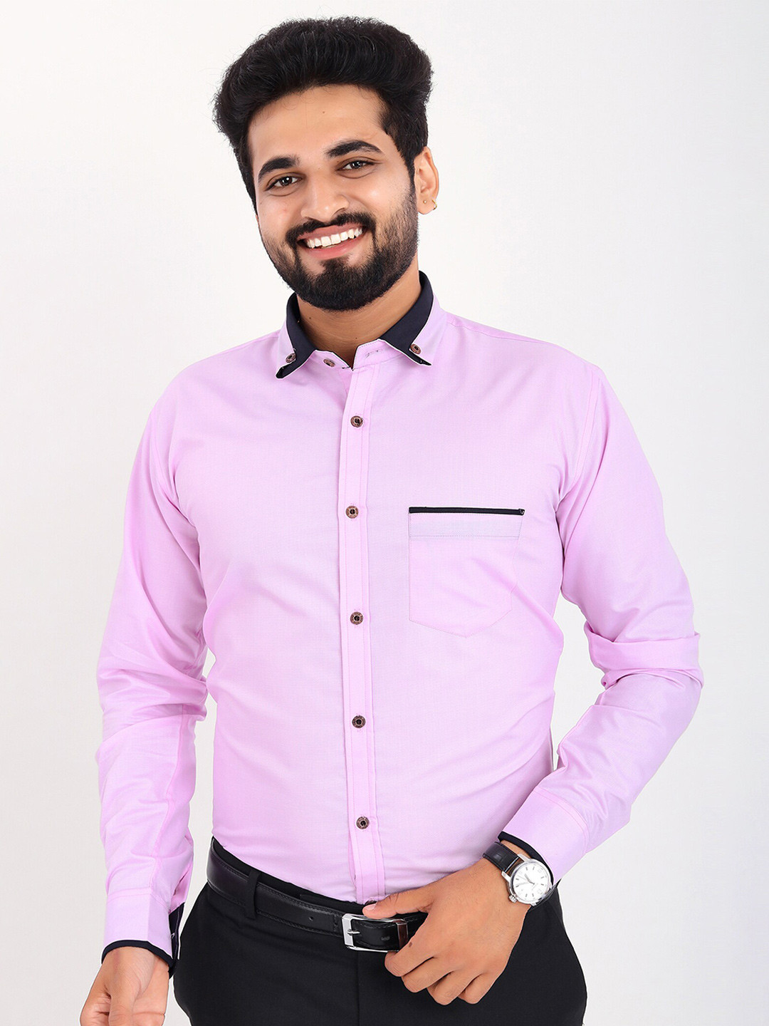 

GETCHI Premium Regular Fit Solid Formal Shirt, Lavender