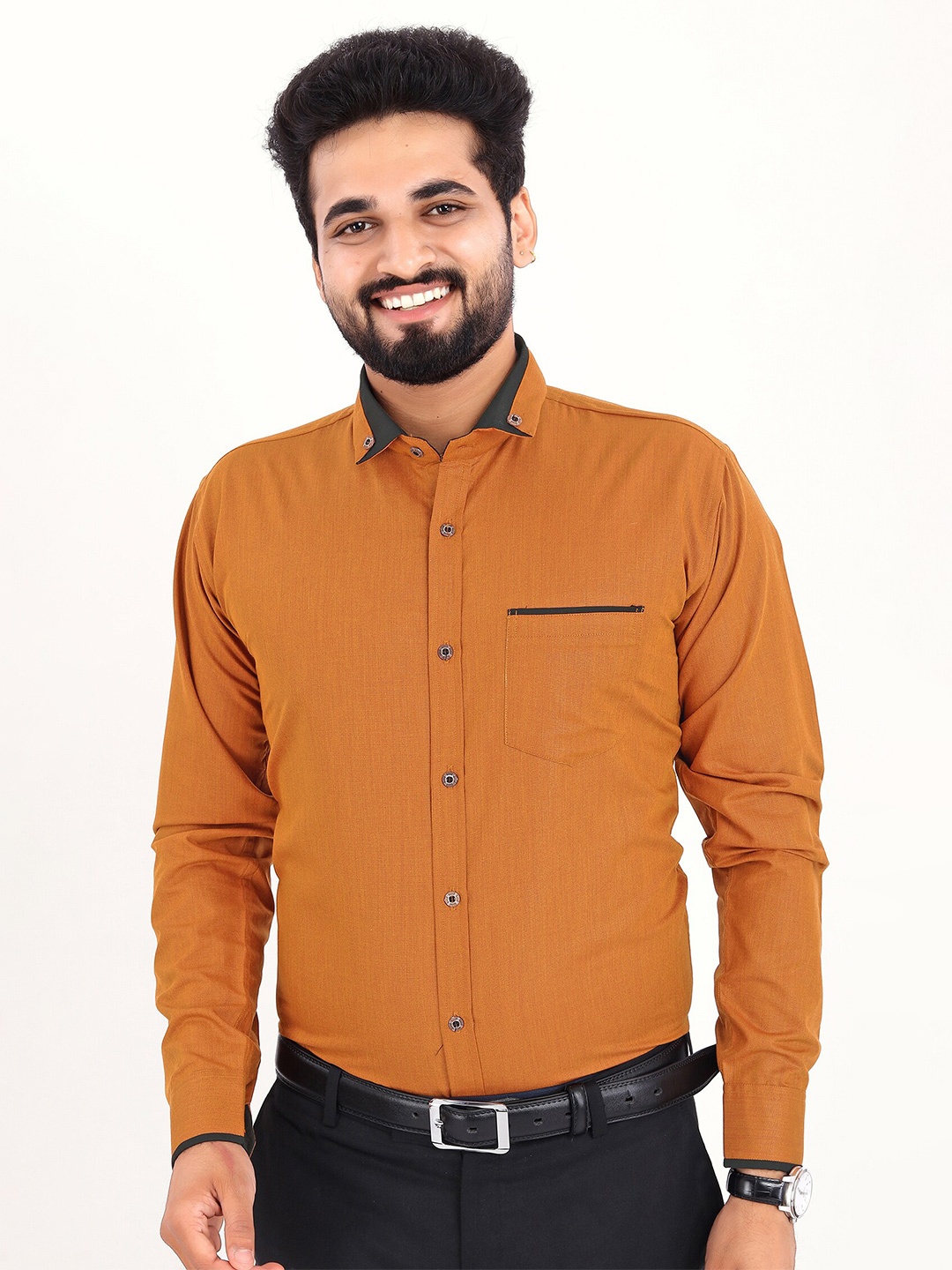 

GETCHI Premium Spread Collar Long Sleeves Formal Shirt, Orange