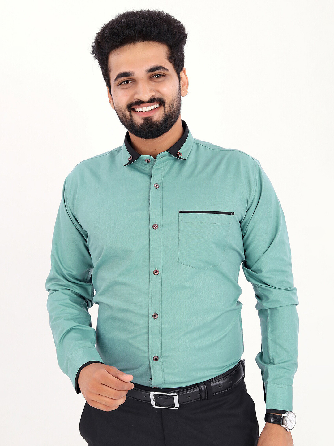 

GETCHI Premium Spread Collar Long Sleeves Formal Shirt, Sea green
