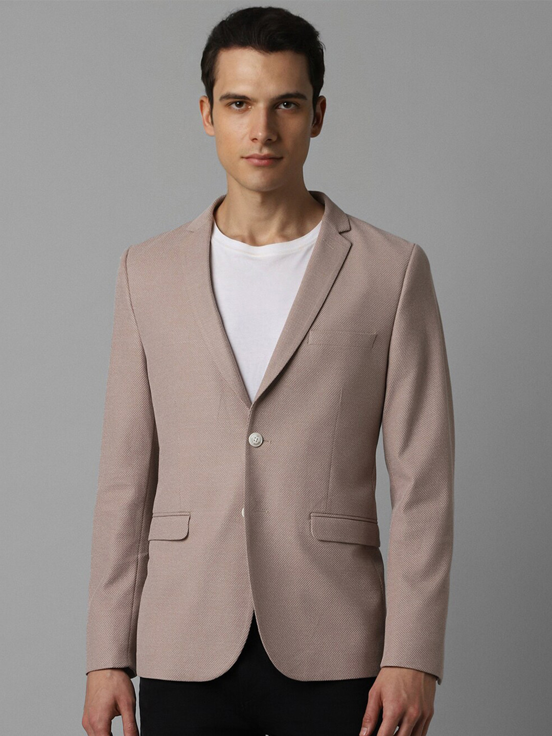 

Louis Philippe Sport Slim Fit Textured Pure Cotton Casual Blazer, Brown