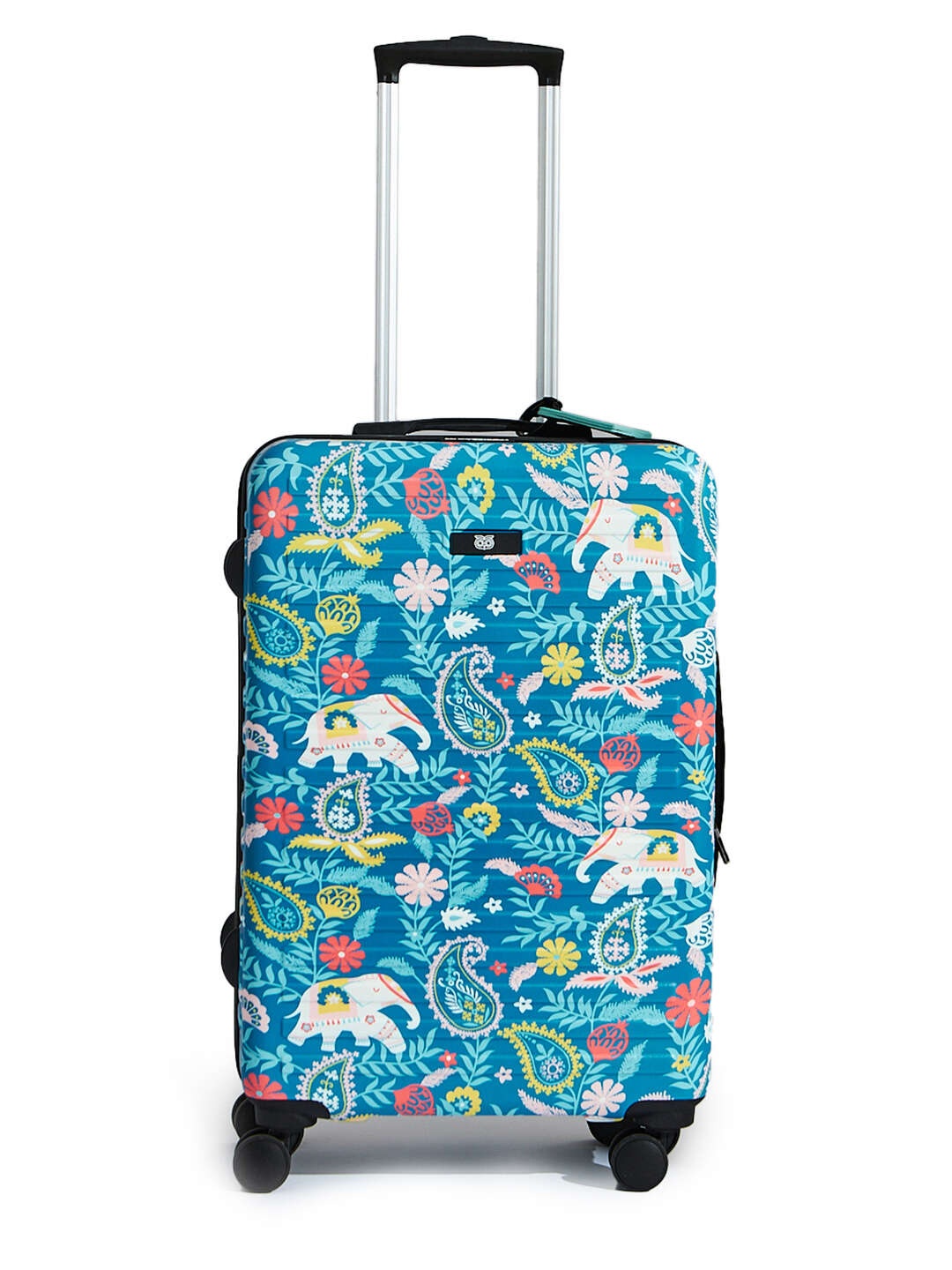 

Chumbak Elephant Paisley Printed Hard-sided Medium Trolley Suitcase-51-100L, Teal