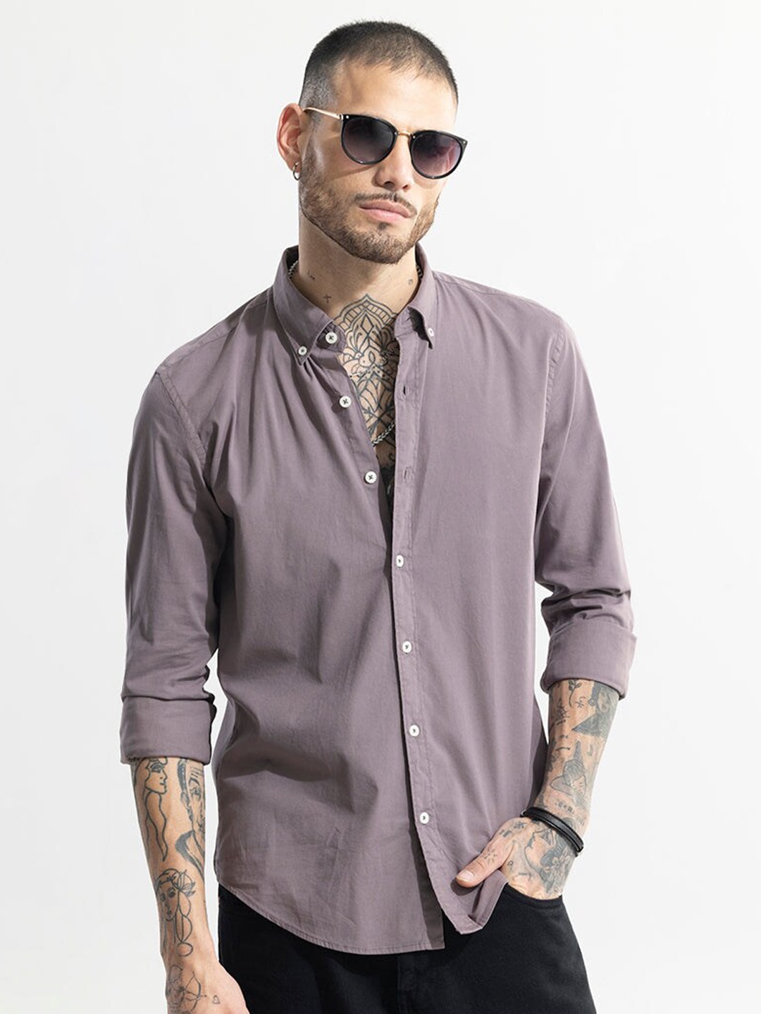 

Snitch Classic Fit Long Sleeves Cotton Slim Fit Shirt, Mauve