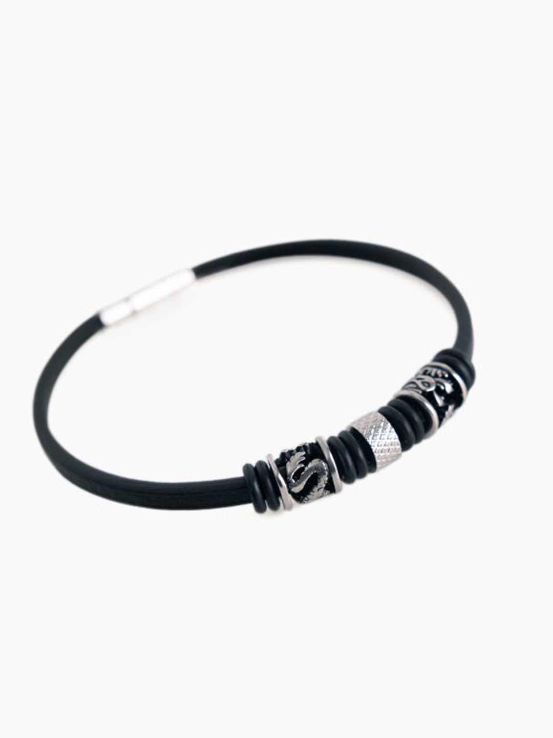 

Snitch Men Leather Wraparound Bracelet, Black