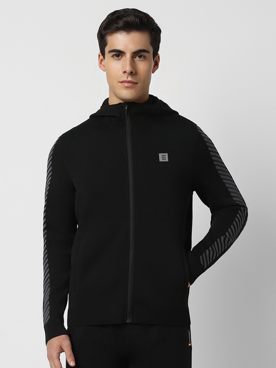 

Van Heusen Flex Long Sleeves Hood Sporty Jacket, Black