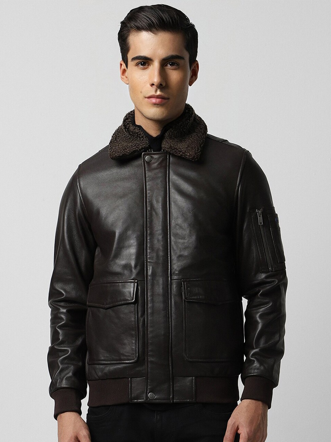 

Van Heusen Sport Pure Cotton Biker Jacket, Brown