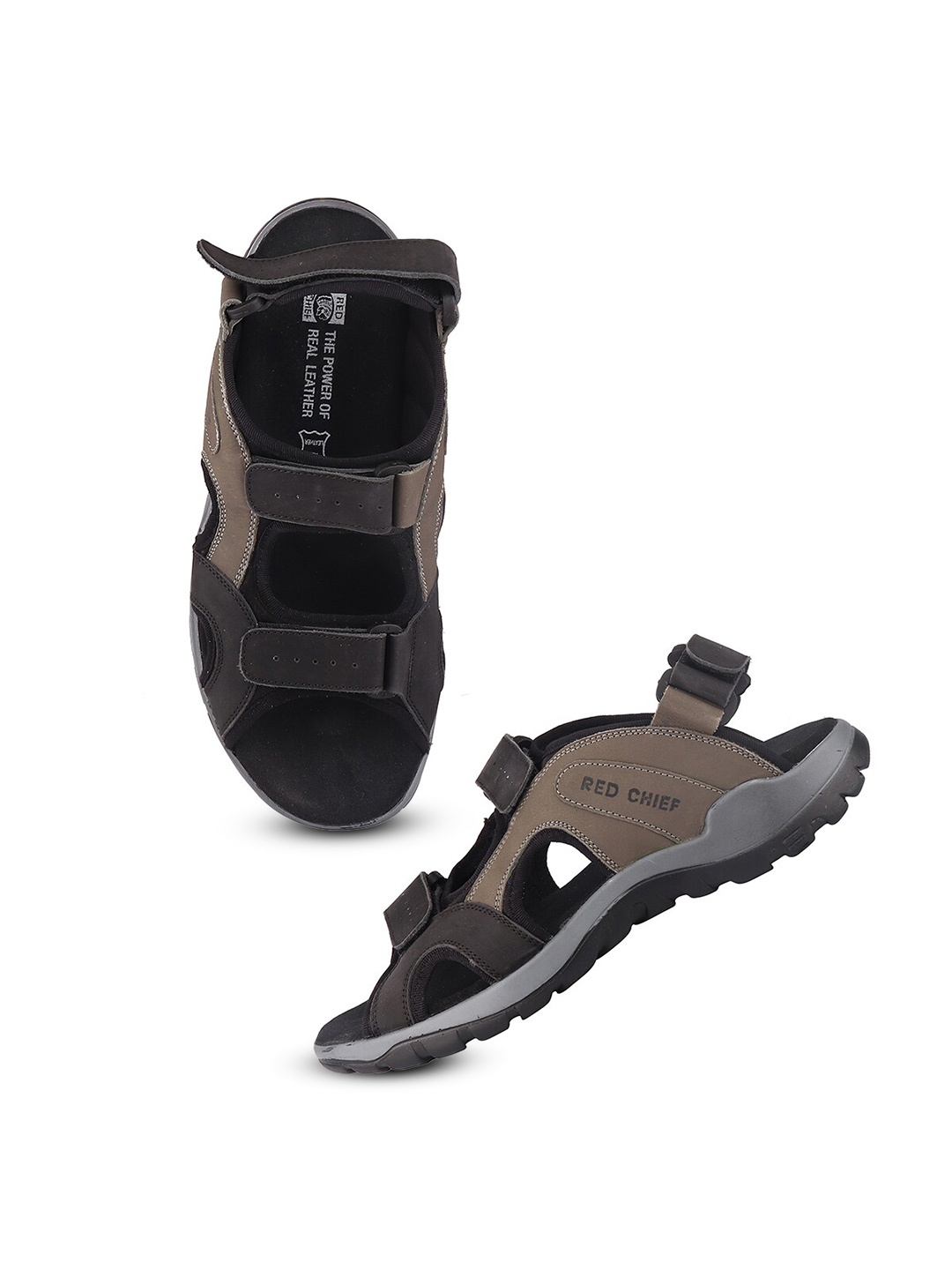 

Red Chief Men Leather Comfort Sandals, Black