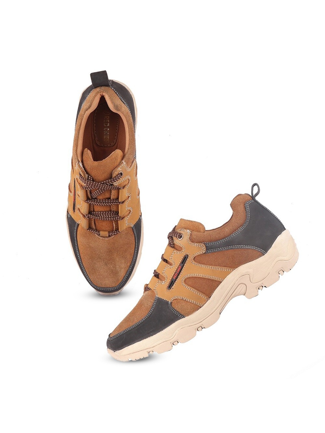 

Red Chief Men Colourblocked Round Toe Leather Trekking Shoes, Rust