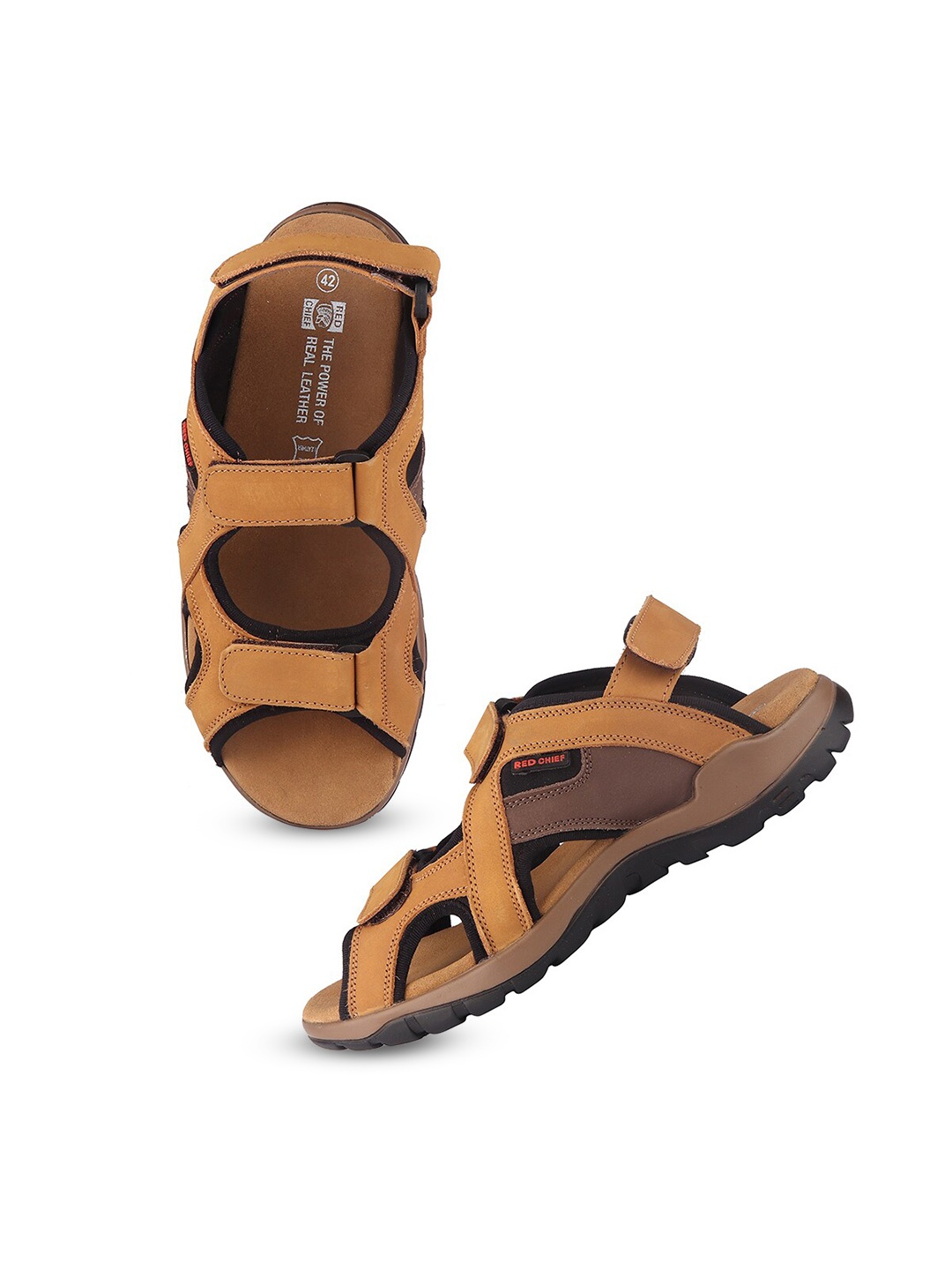 

Red Chief Men Leather Comfort Sandals, Rust