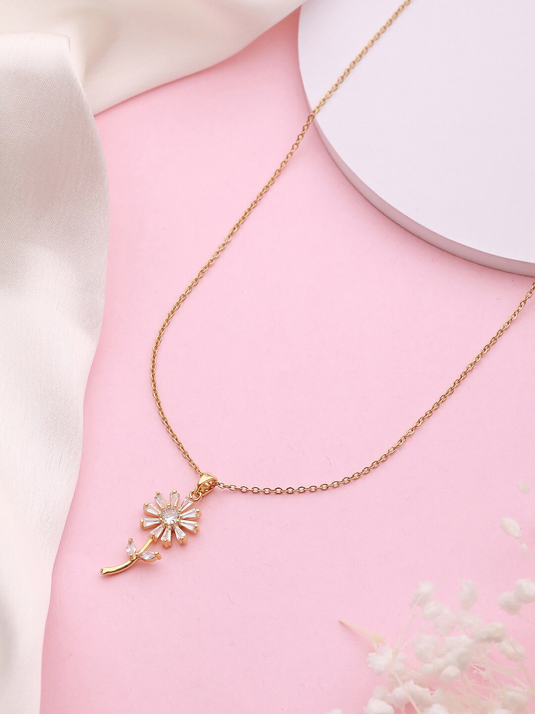 

Jazz and Sizzle Gold-Plated Cubic Zirconia Contemporary Pendant With Chain