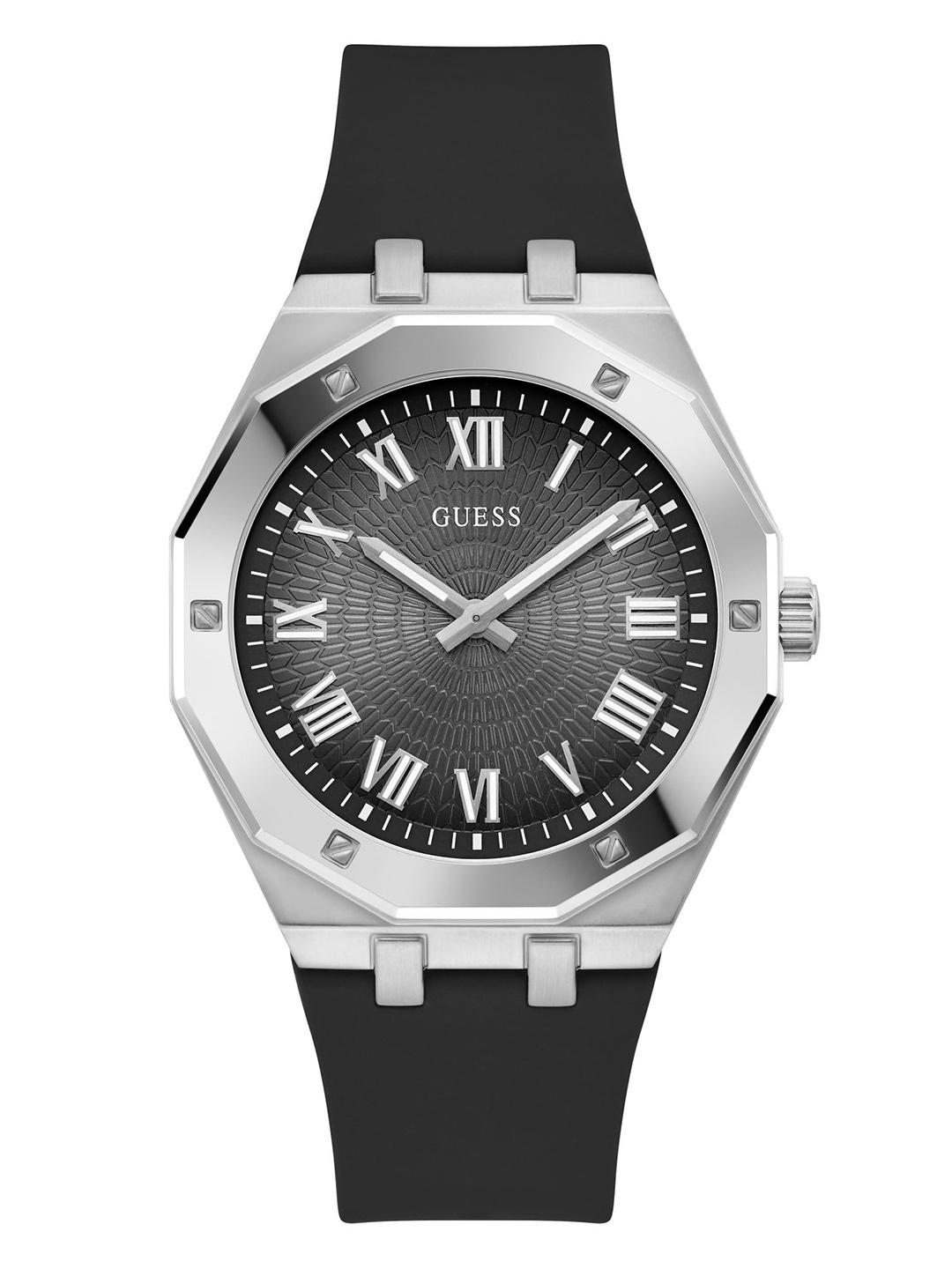 

GUESS Men Textured Dial & Silicon Straps Analogue Watch GW0663G1, Black