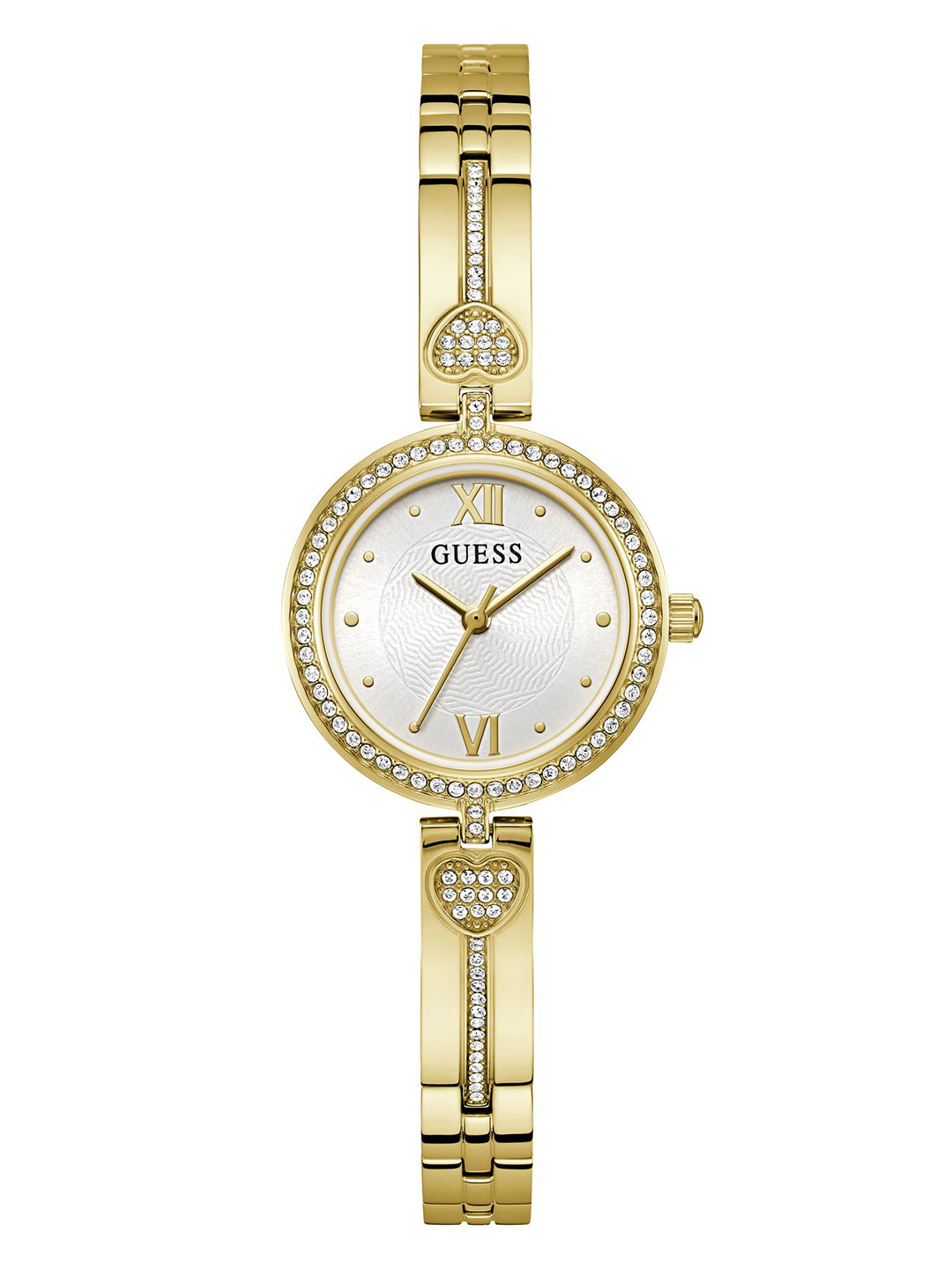 

GUESS Women Embellished Dial & Stainless Steel Straps Analogue Watch GW0655L2, White