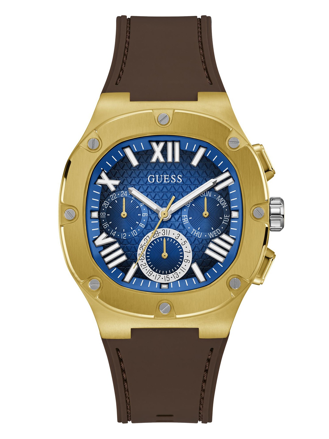 

GUESS Men Patterned Dial & Silicon Straps Analogue Watch GW0571G5, Blue