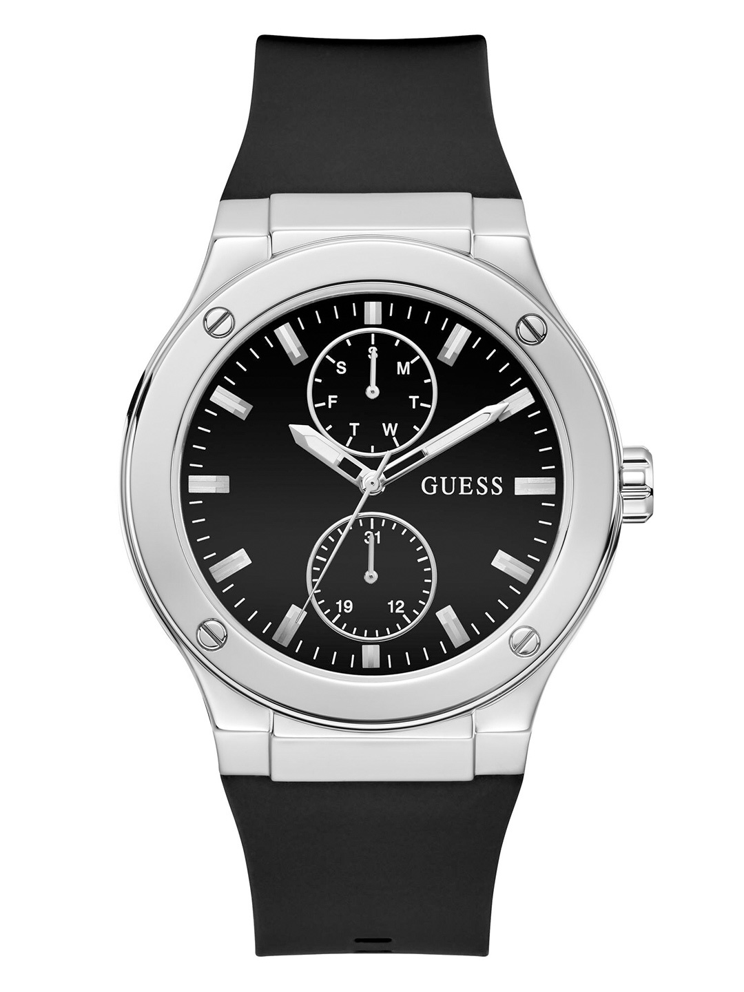 

GUESS Men Textured Dial & Silicon Straps Analogue Watch GW0491G3, Black