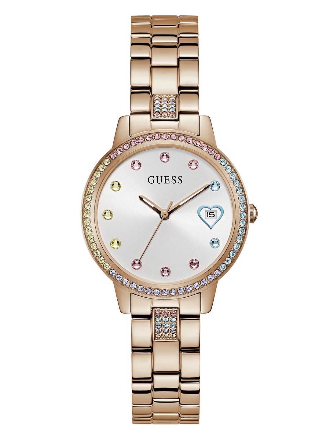 

GUESS Women Embellished Dial & Stainless Steel Straps Analogue Watch GW0657L3, White