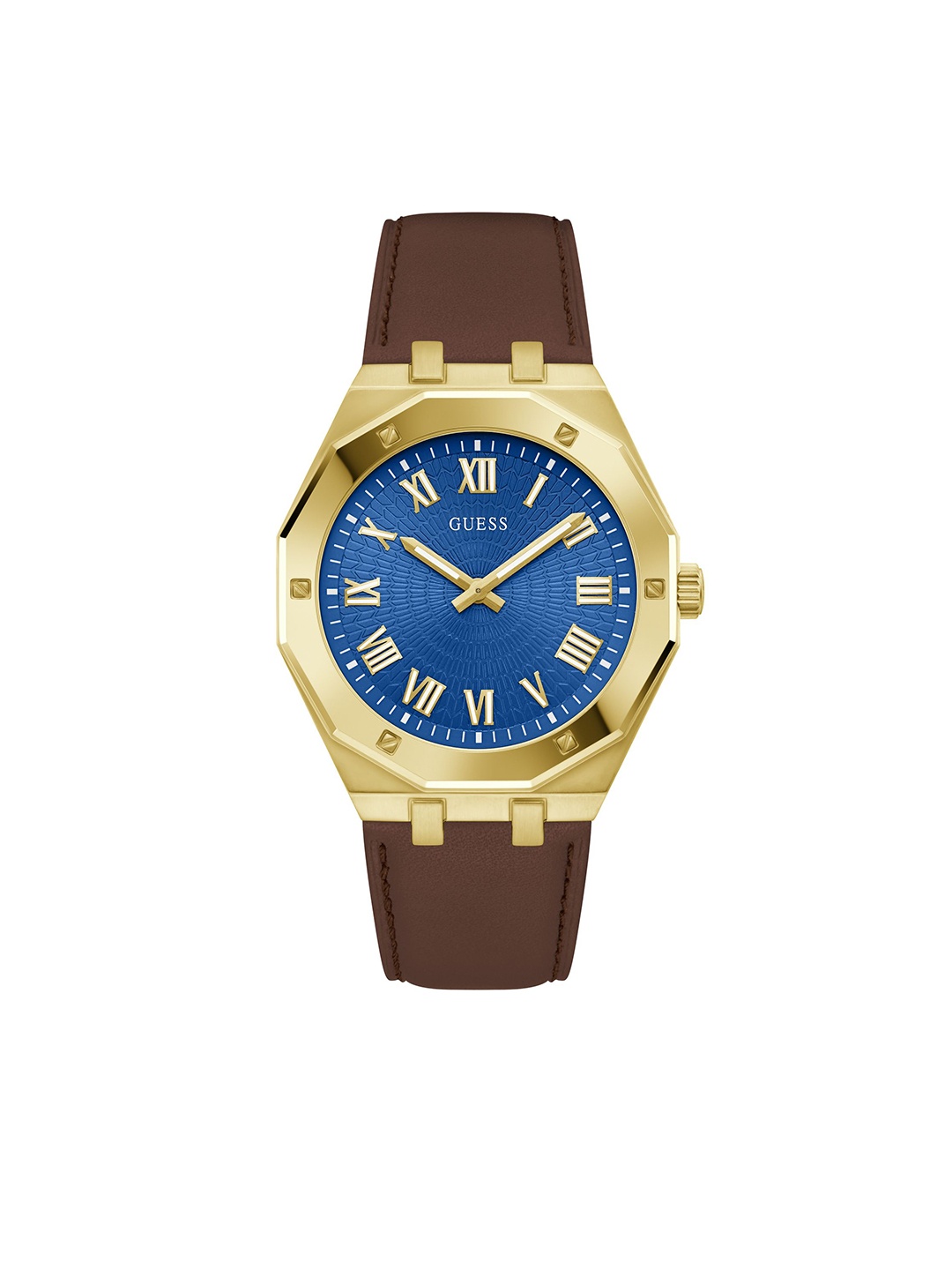 

GUESS Men Leather Straps Analogue Watch GW0663G2, Blue