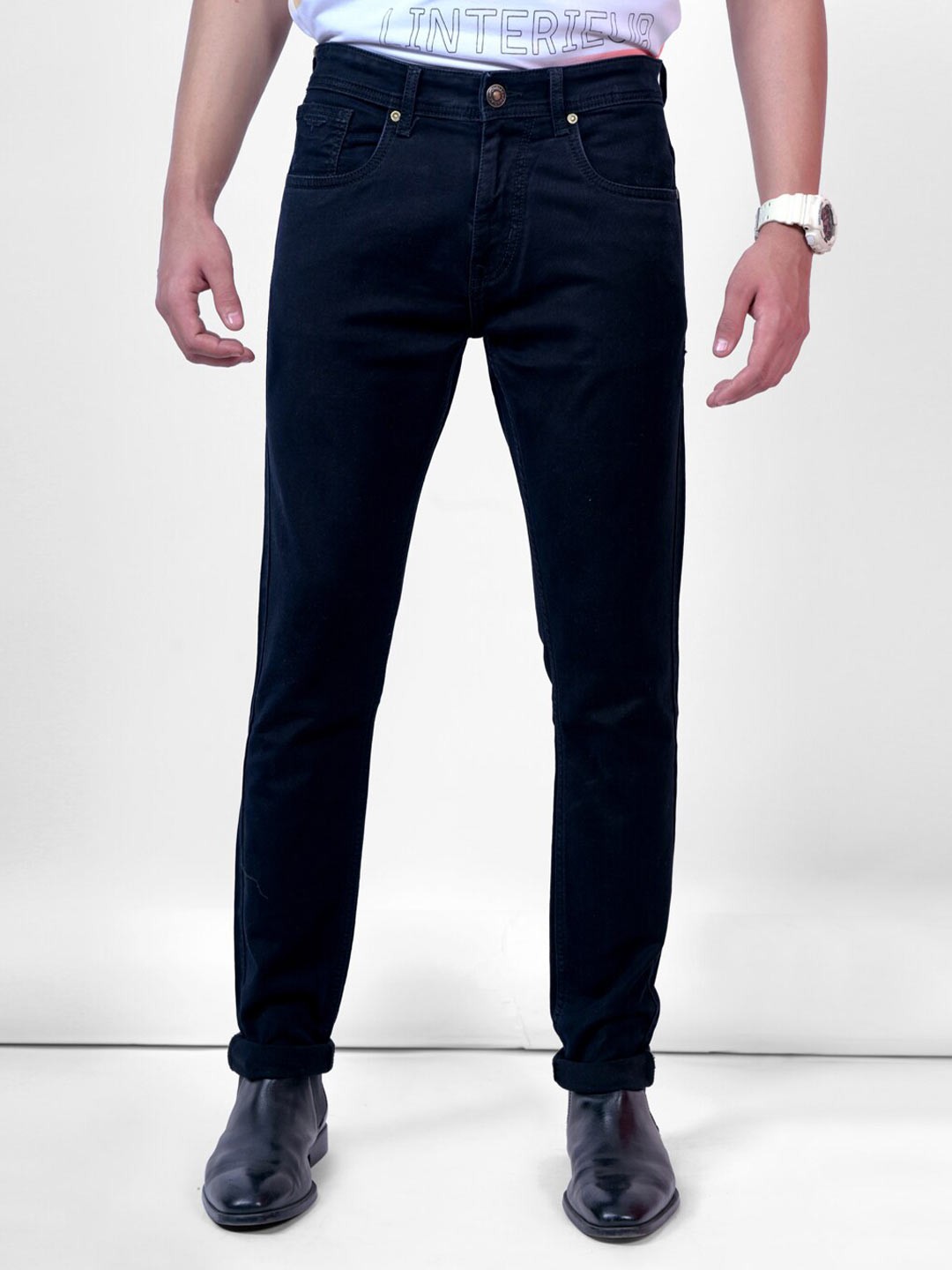

Pontiac Men Mid Rise Stretchable Cotton Jeans, Black
