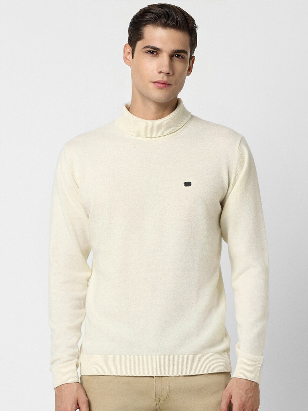 

Peter England Casuals Turtle Neck Acrylic Pullover Sweater, Cream