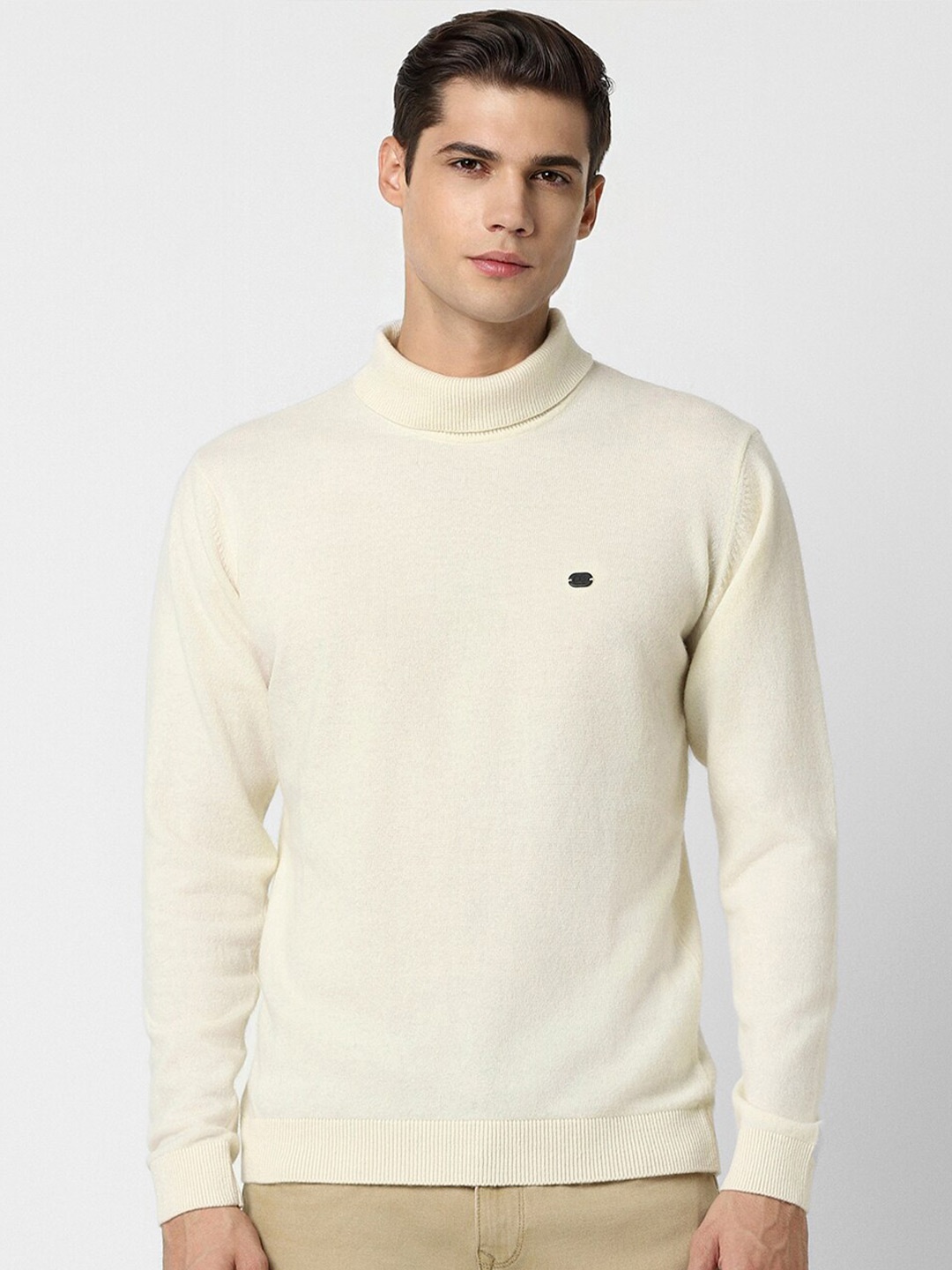 

Peter England Casuals Turtle Neck Acrylic Pullover Sweater, Cream