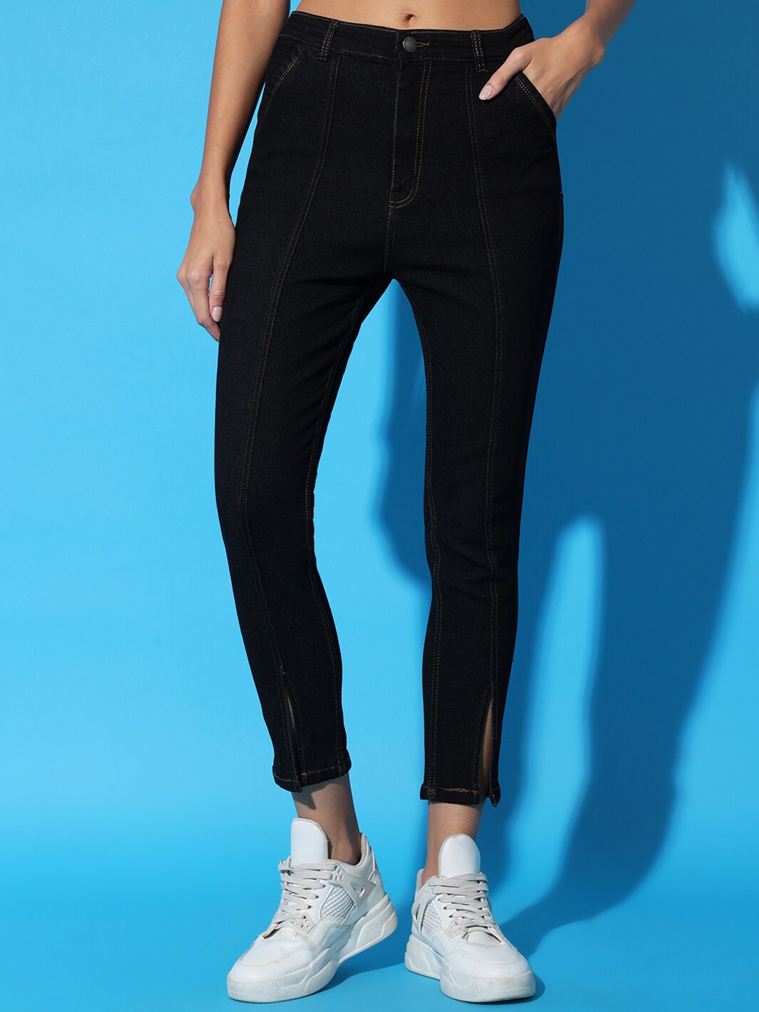 

BAESD Women Skinny Fit High-Rise Stretchable Jeans, Black