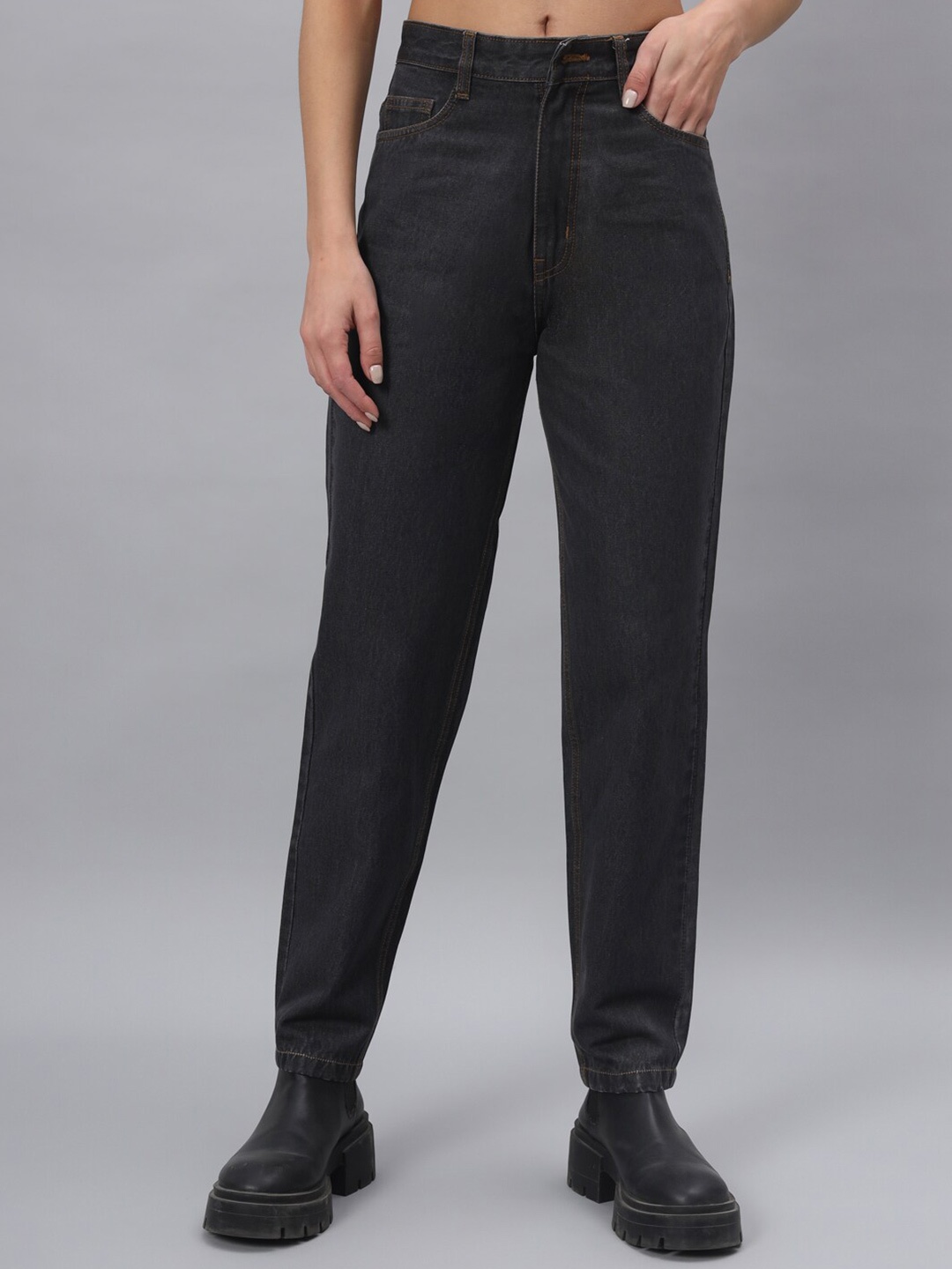 

BAESD Women Boyfriend Fit High-Rise Stretchable Jeans, Black