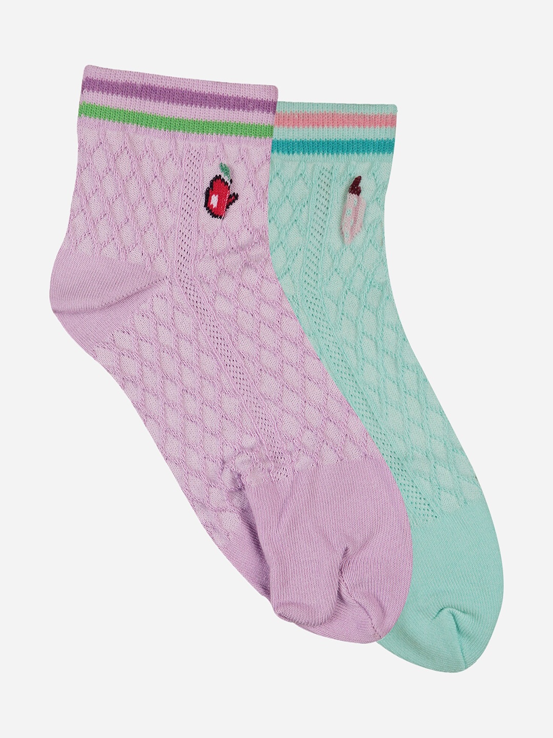 

Bodycare Women Pack Of 2 Patterned Ankle Length Socks, Purple