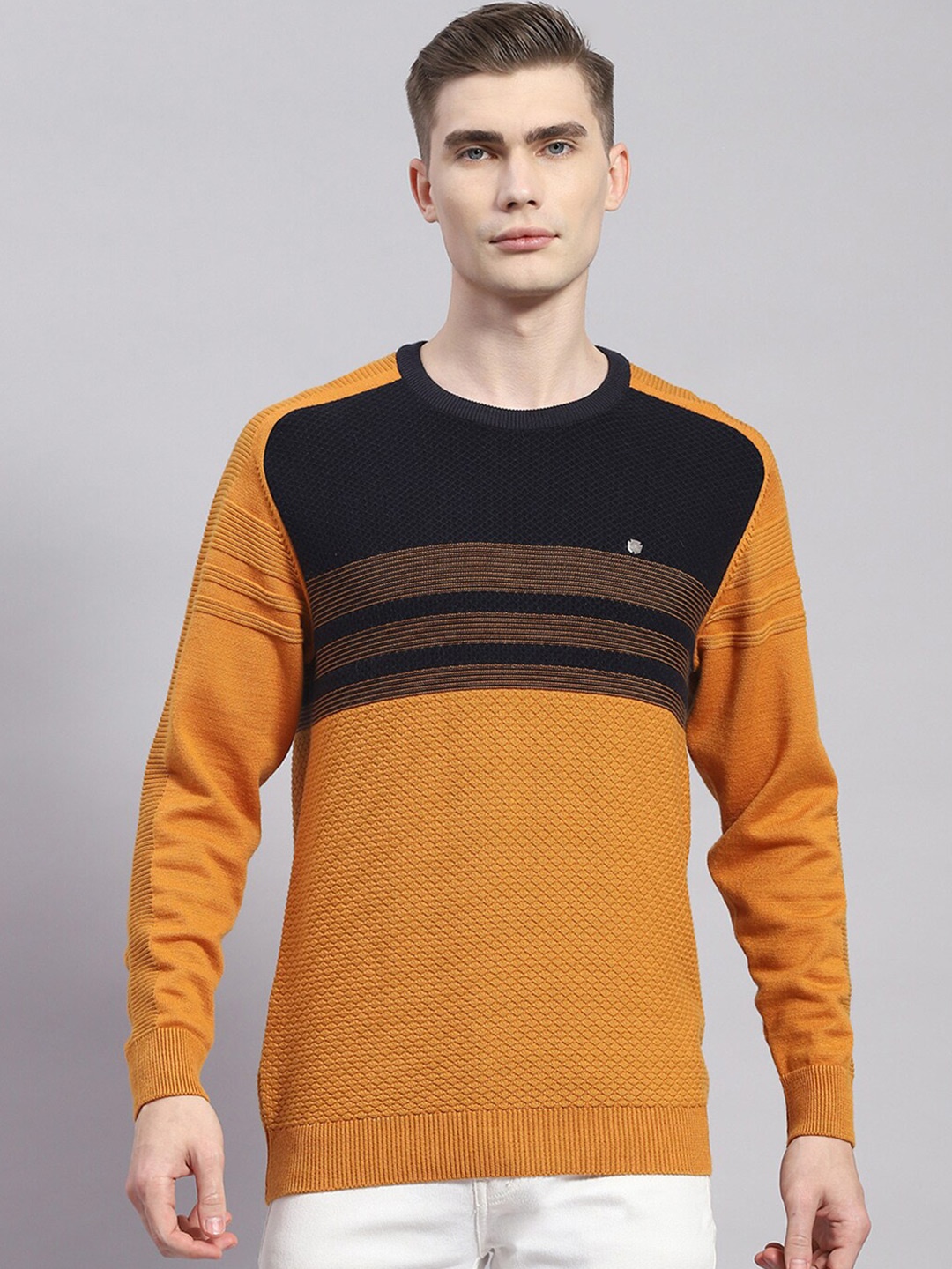 

Monte Carlo Colourblocked Pullover Sweater, Mustard