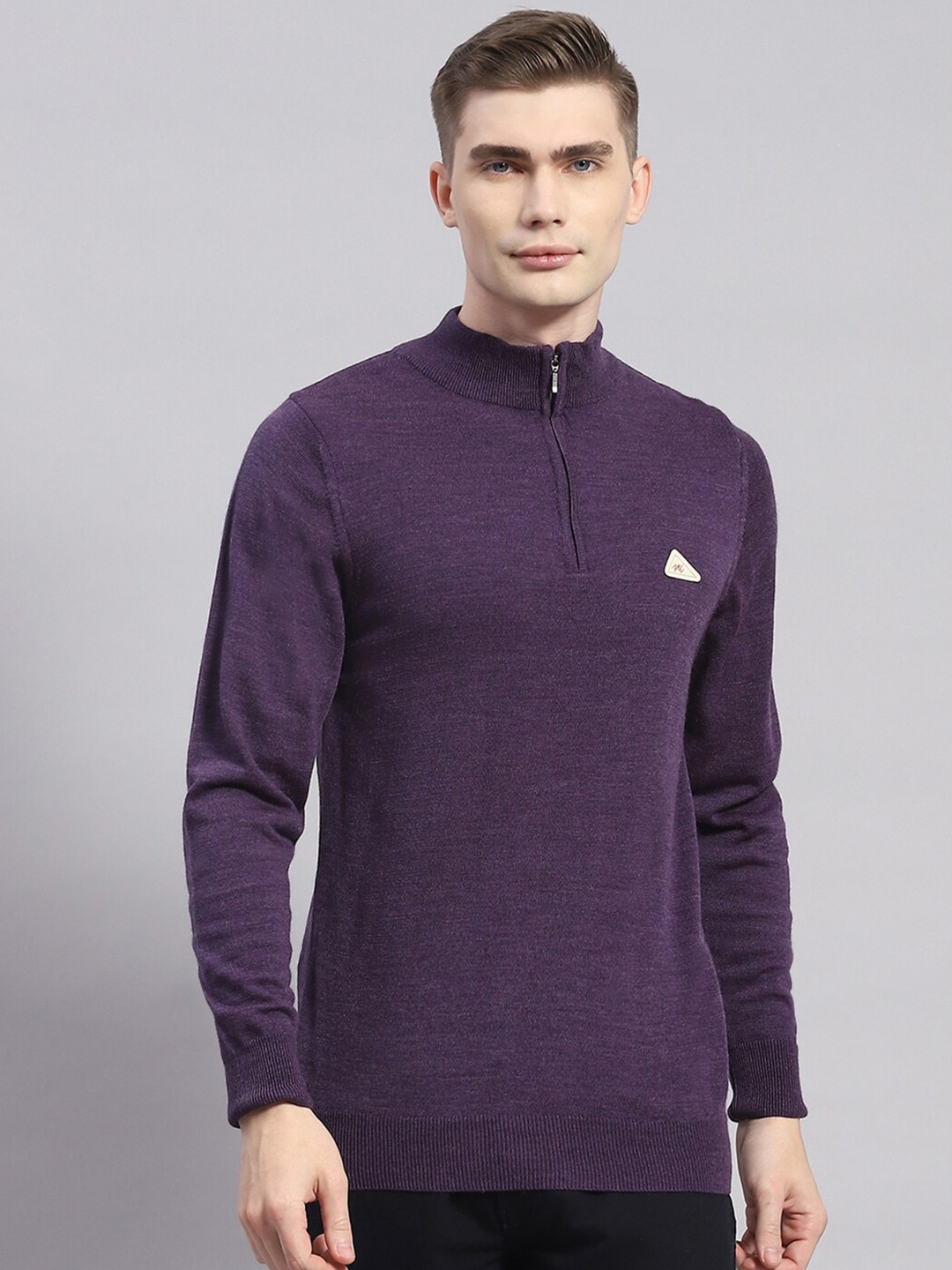 

Monte Carlo Turtle Neck Half Zipper Ribbed Pullover, Violet