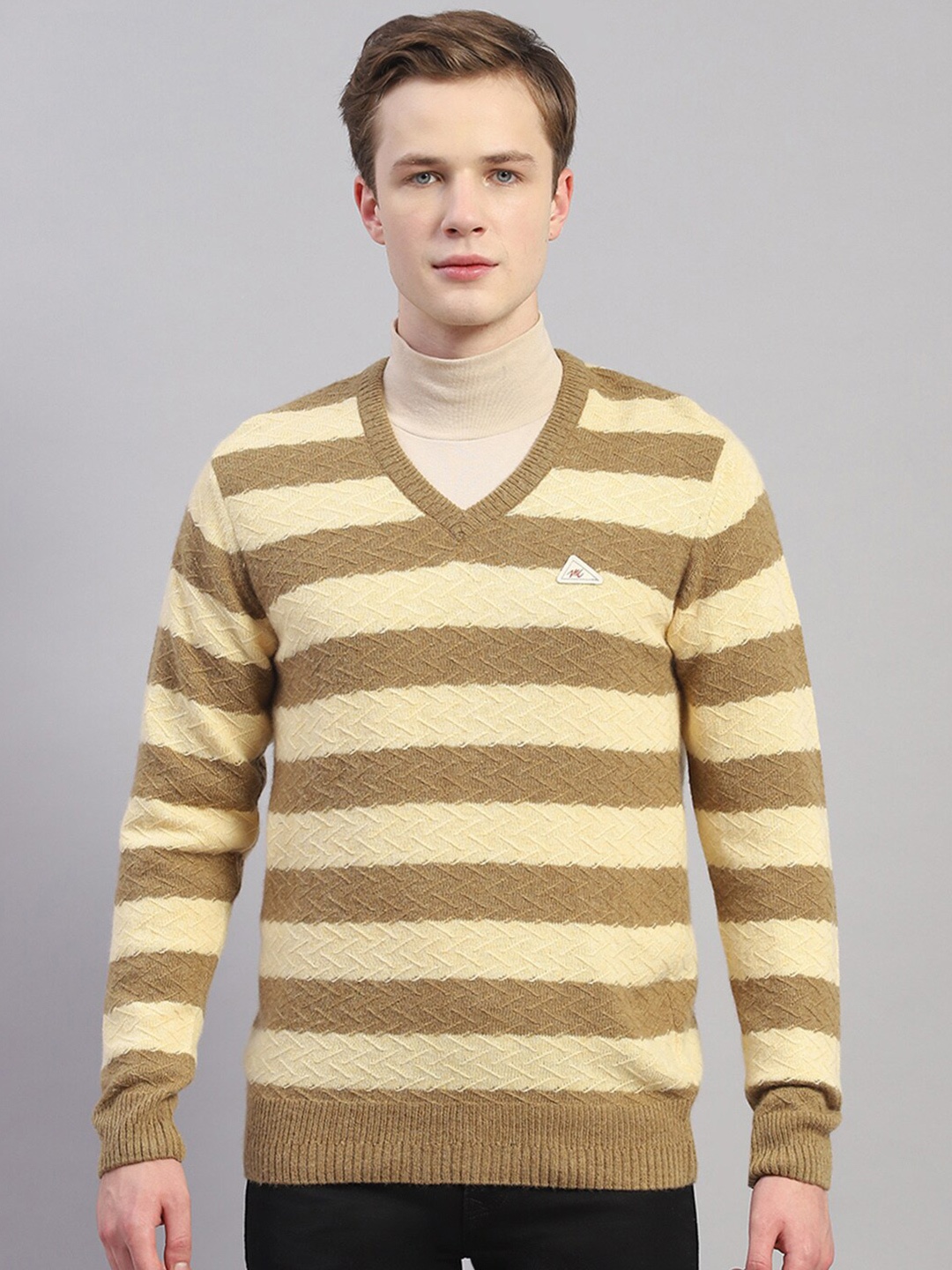 

Monte Carlo Striped Woollen Pullover, Beige