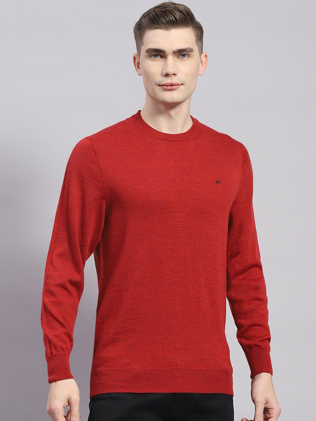 

Monte Carlo Round Neck Woollen Pullover, Maroon