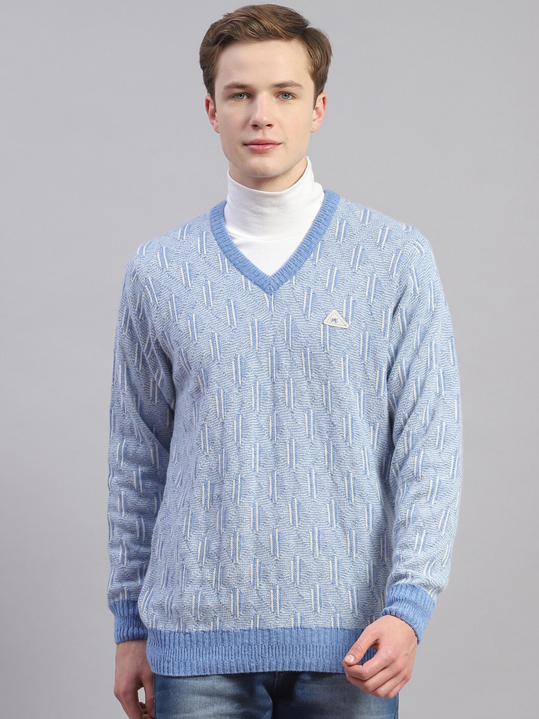 

Monte Carlo Self Design Woollen Pullover, Blue