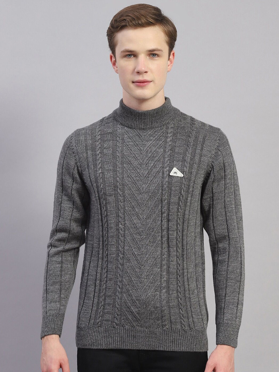 

Monte Carlo Cable Knit Turtle Neck Pullover, Grey