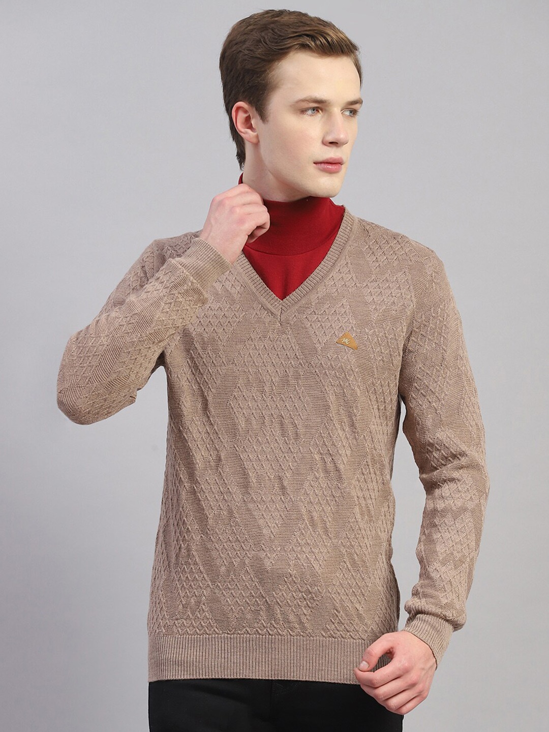 

Monte Carlo Open Knit Pure Woollen Pullover, Brown